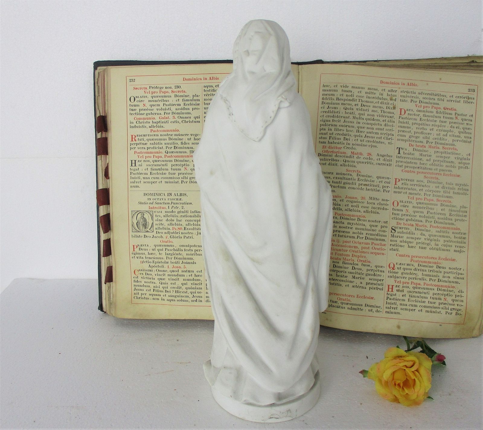 Antique Bisque Porcelain Statue Virgin Our Lady Mary Infant Jesus Gorgeous Frenc photo vintage