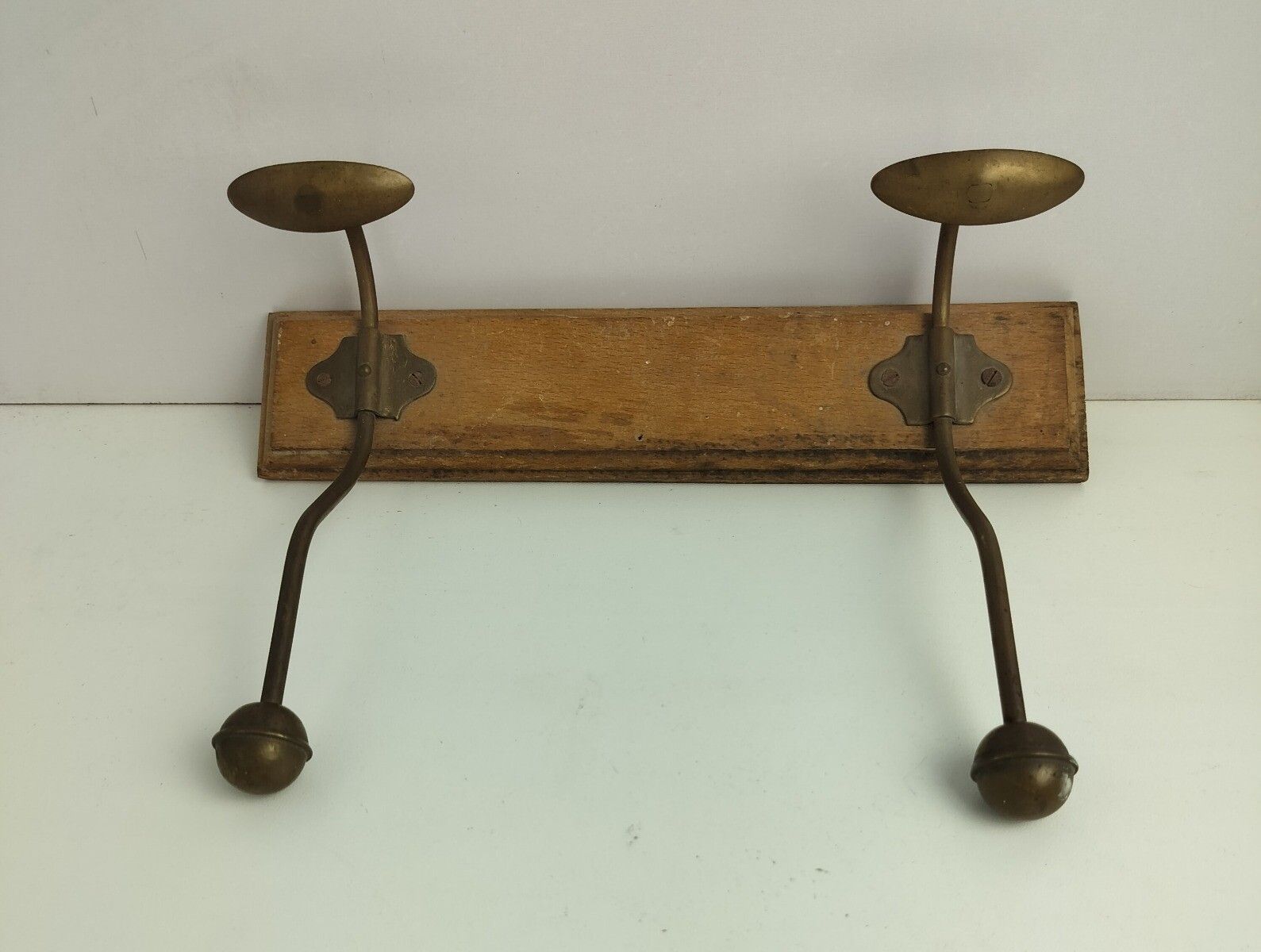 Small Coat Kitchen Bathroom Towel Rack Wood Funky Brass Hooks Modernist photo furniture