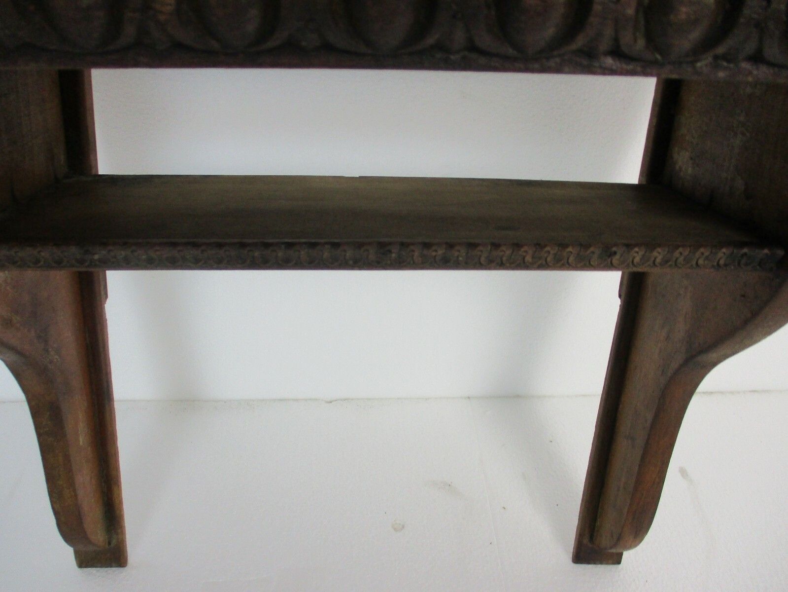 Hand Carved Wooden Wall Hall Console Table Ornate Small Two Shelves Antique Barn photo Furniture