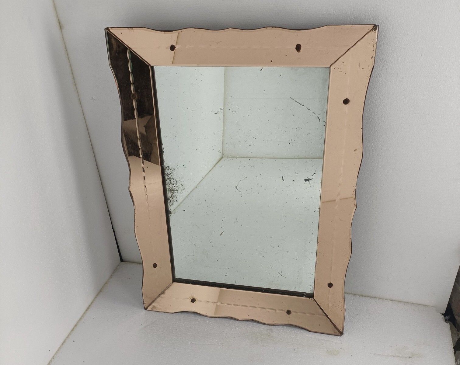 Large Art Deco Nouveau Wall Hanging Ornate Mirror Vanity Dresser Clear Etched Pi photo furniture