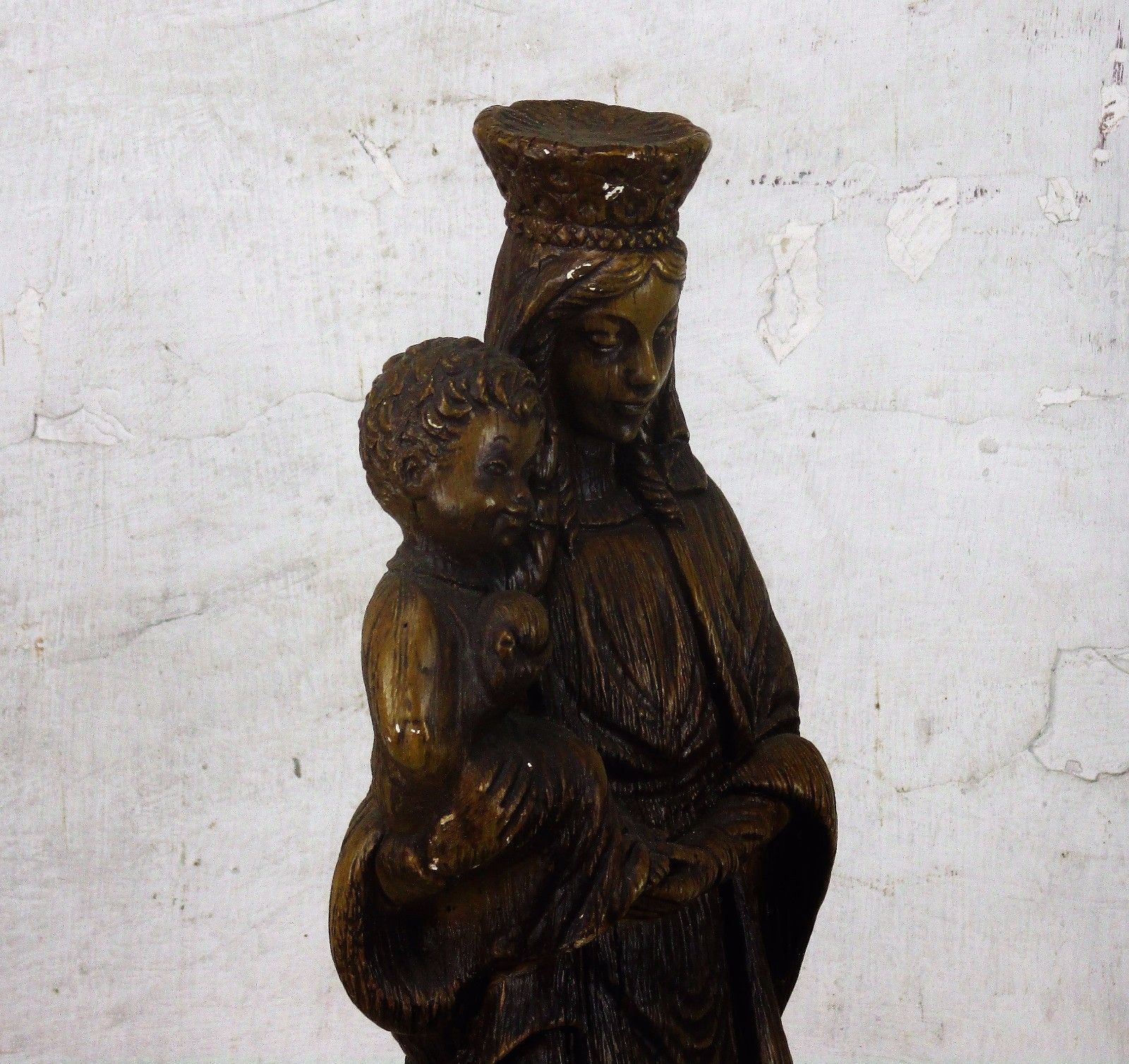 Brown Statue Virgin Mary Notre Dame De Flandres Our Lady Of Flanders Plaster photo vinterior