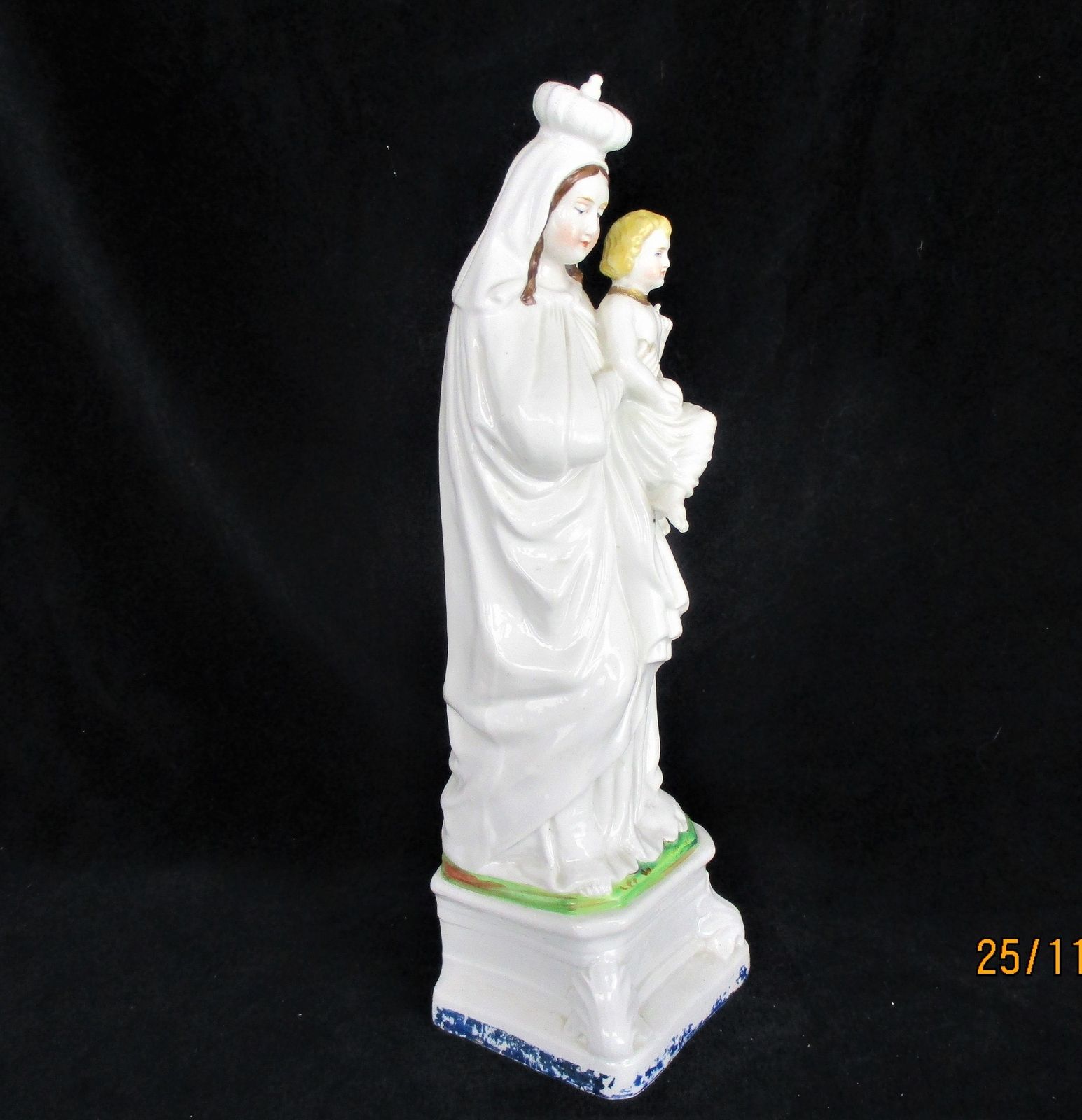 Large Antique 1900 Vieux Paris Porcelain Bisque Statue Virgin Mary Madonna With photo for sale