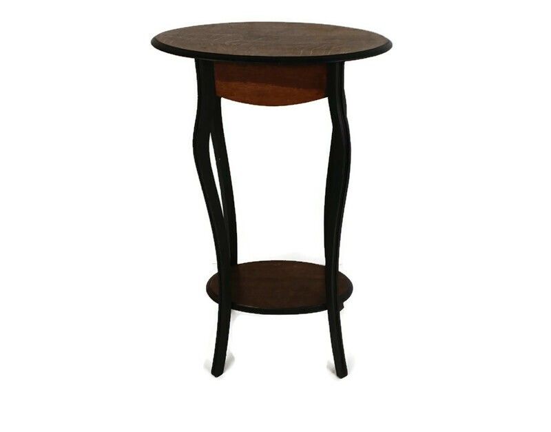 Antique Oval Two Tier Two Toned Pedestal Plant Stand Side Table Elegant