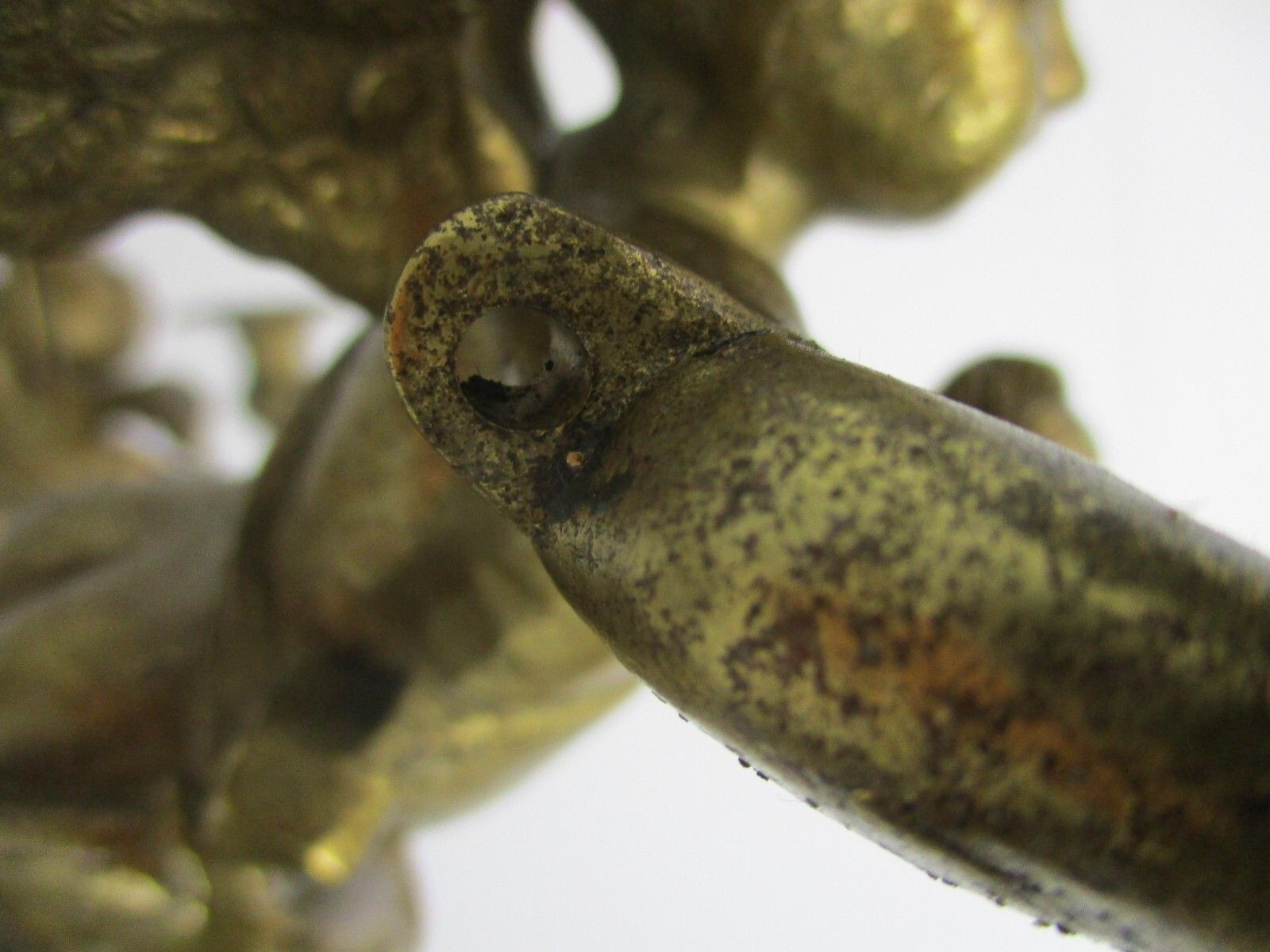 French Bronze Chandelier 3 Lights Arms Putti Cherub Hollywood Regency Romantic photo vintage