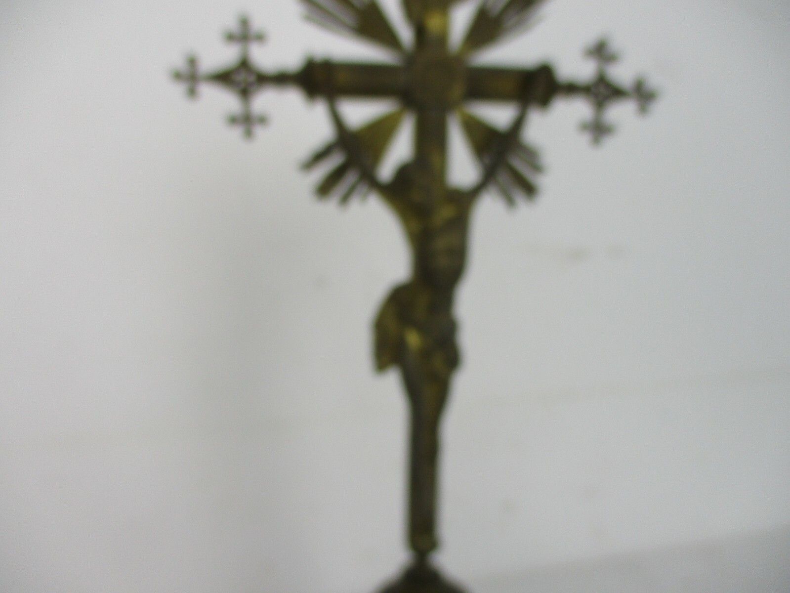 Antique Standing Crucifix Corpus Christi Jesus Christ Calvary Ornate Brass Cross photo Art