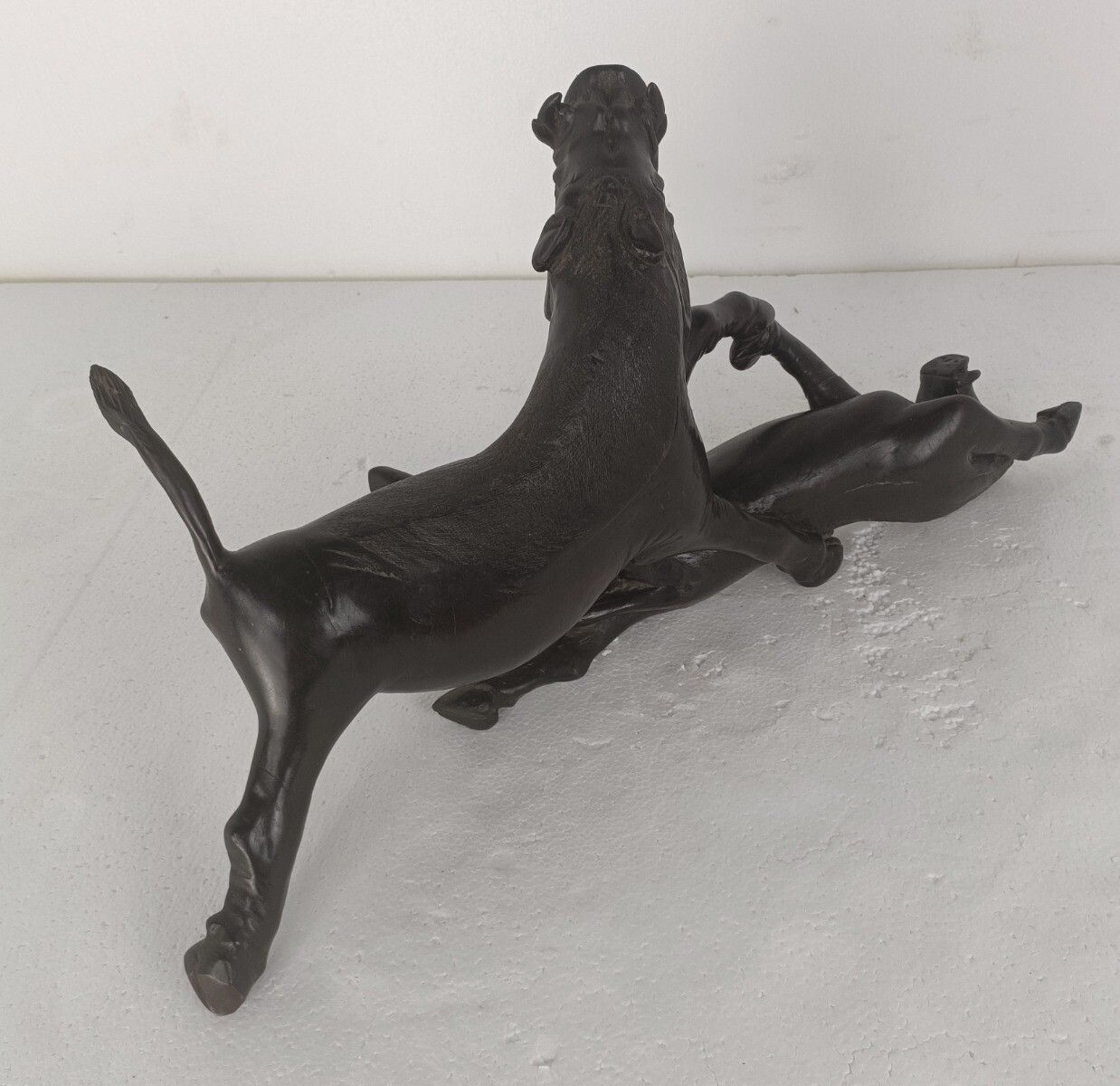 Stunning Sculpture Figurine Black Forest Hand Carved Wood  Wild Boars Vintage photo 485.0