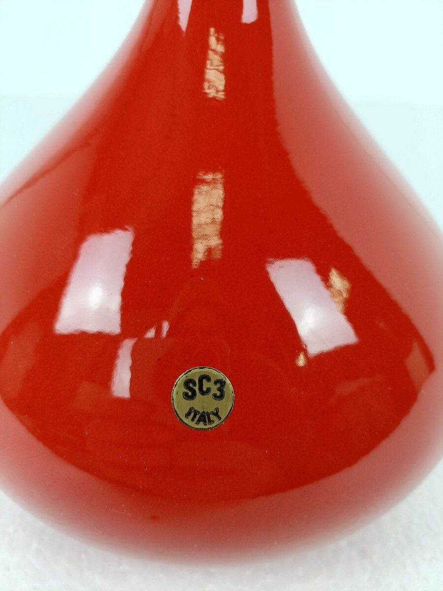 Pino Spagnolo Design Post Modern Vase  Sicart Italy Space Age Modernist Red 70s photo vintage