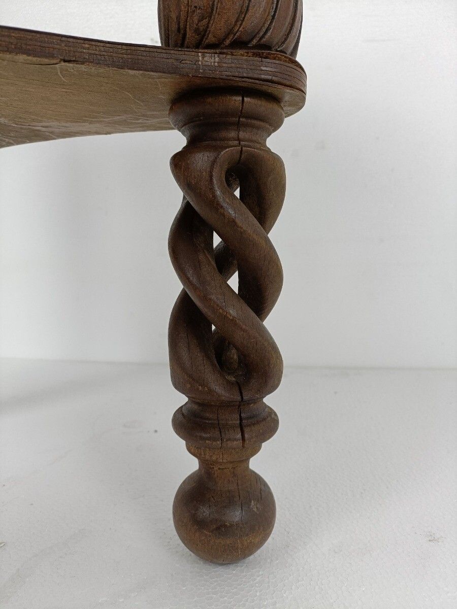 photo furniture Open Barley Twist Wooden Side Display Coffee Table Pedestal Plant Stand