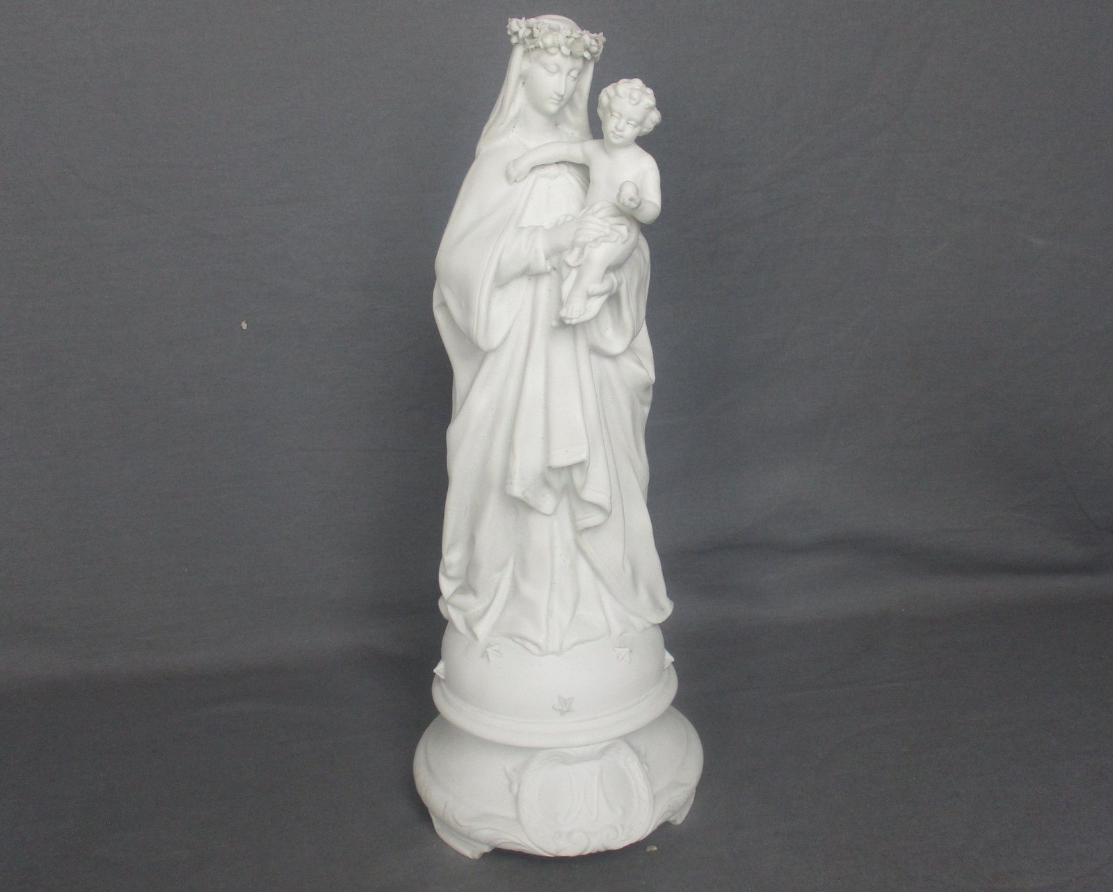 Antique 1900 Bisque Statue Virgin Mary Our Lady Madonna Infant Jesus Exquisite