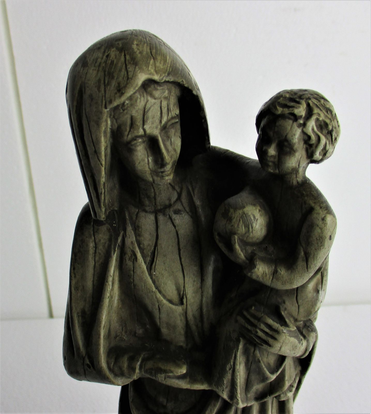 Statue Virgin Mary Madonna Notre Dame Our Lady  Infant Jesus Child  Plaster  S photo furniture