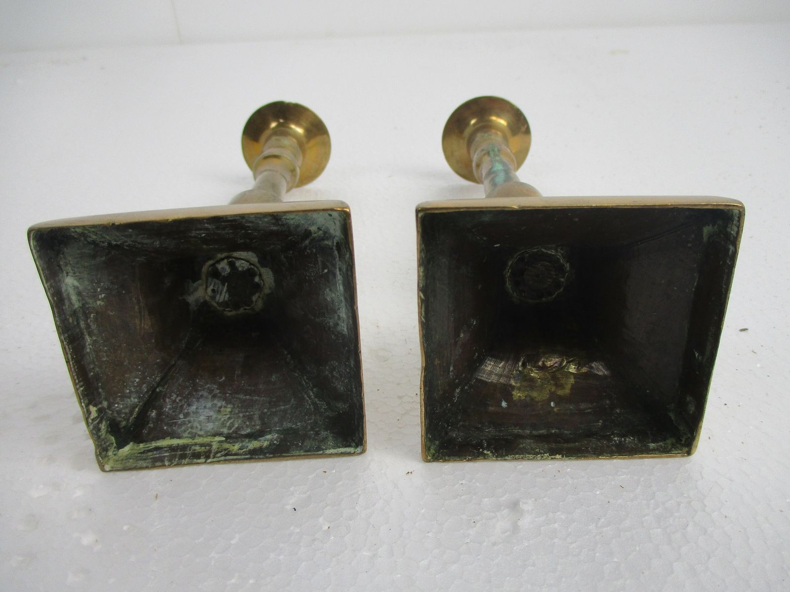 Antique Couple Pair  Brass Candle Holders Candle Sticks Bauhaus Art Deco Lovely photo vinterior