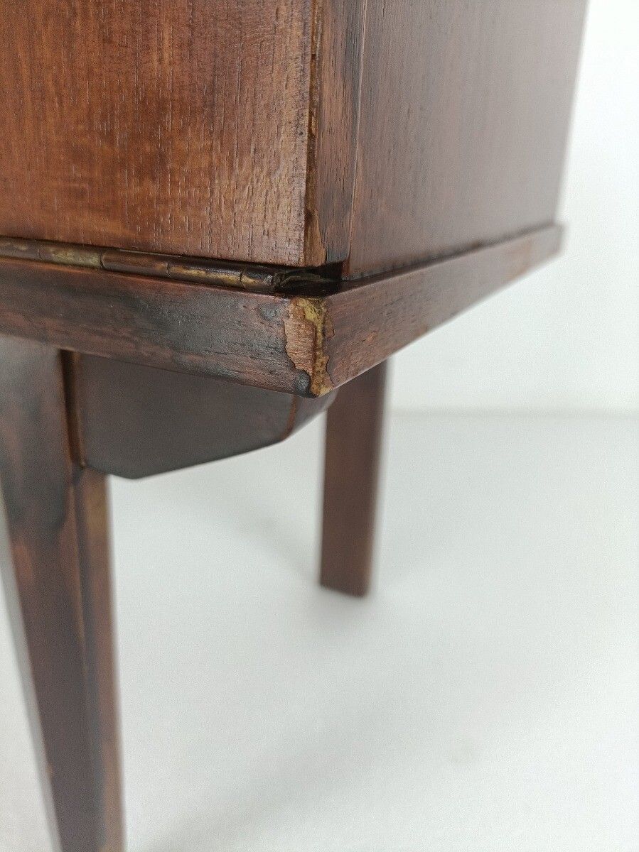 photo furniture Vintage Retro Modernist Wooden Nightstand Cabinet End Table Funky Iron Legs