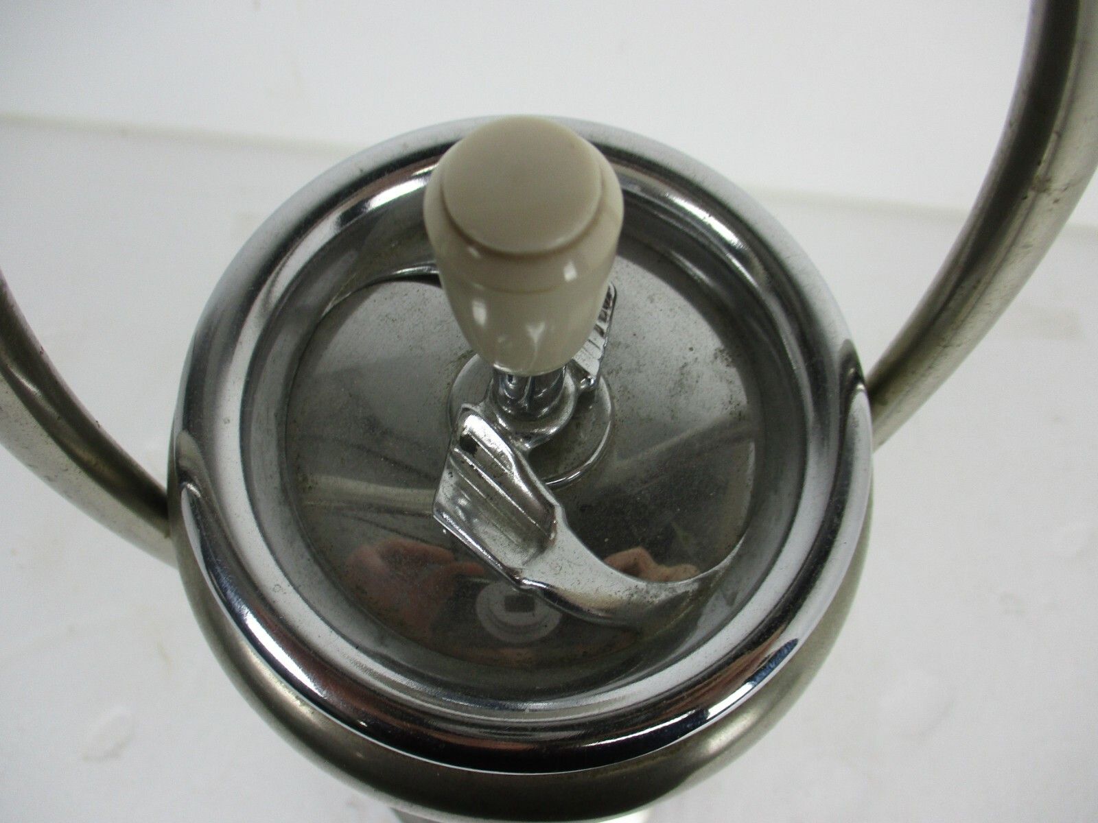 Funky Mid Century Modern Standing Push Ashtray Marked Metawa Holland Chrome photo vintage