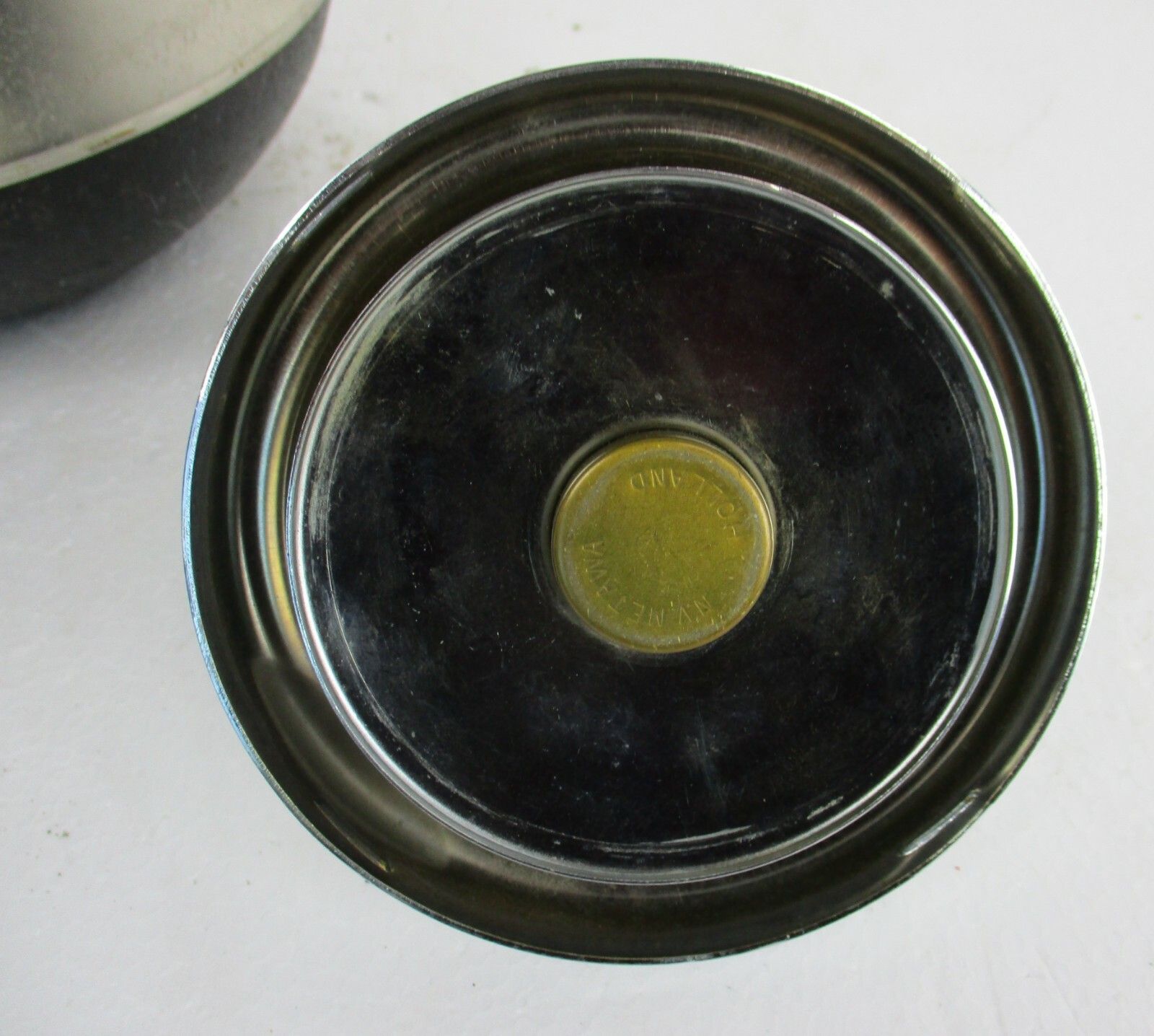 photo furniture Funky Mid Century Modern Standing Push Ashtray Marked Metawa Holland Chrome