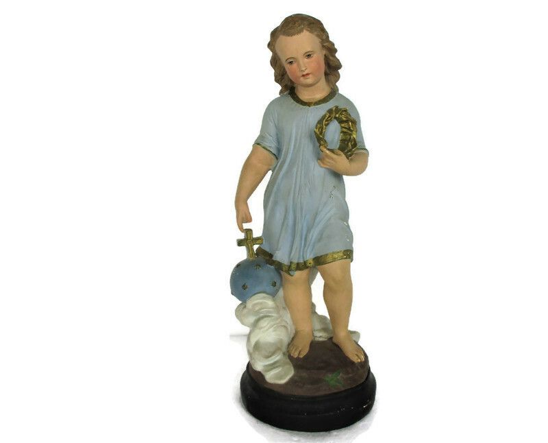 Statue Infant Jesus Santo Nino Plaster Chapel Collector Gorgeous Sweet Wreath