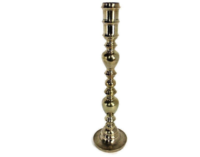 Xl Floor Candle Holder Candle Stick  Etched Engraved Brass Ornate Beautiful 29.3