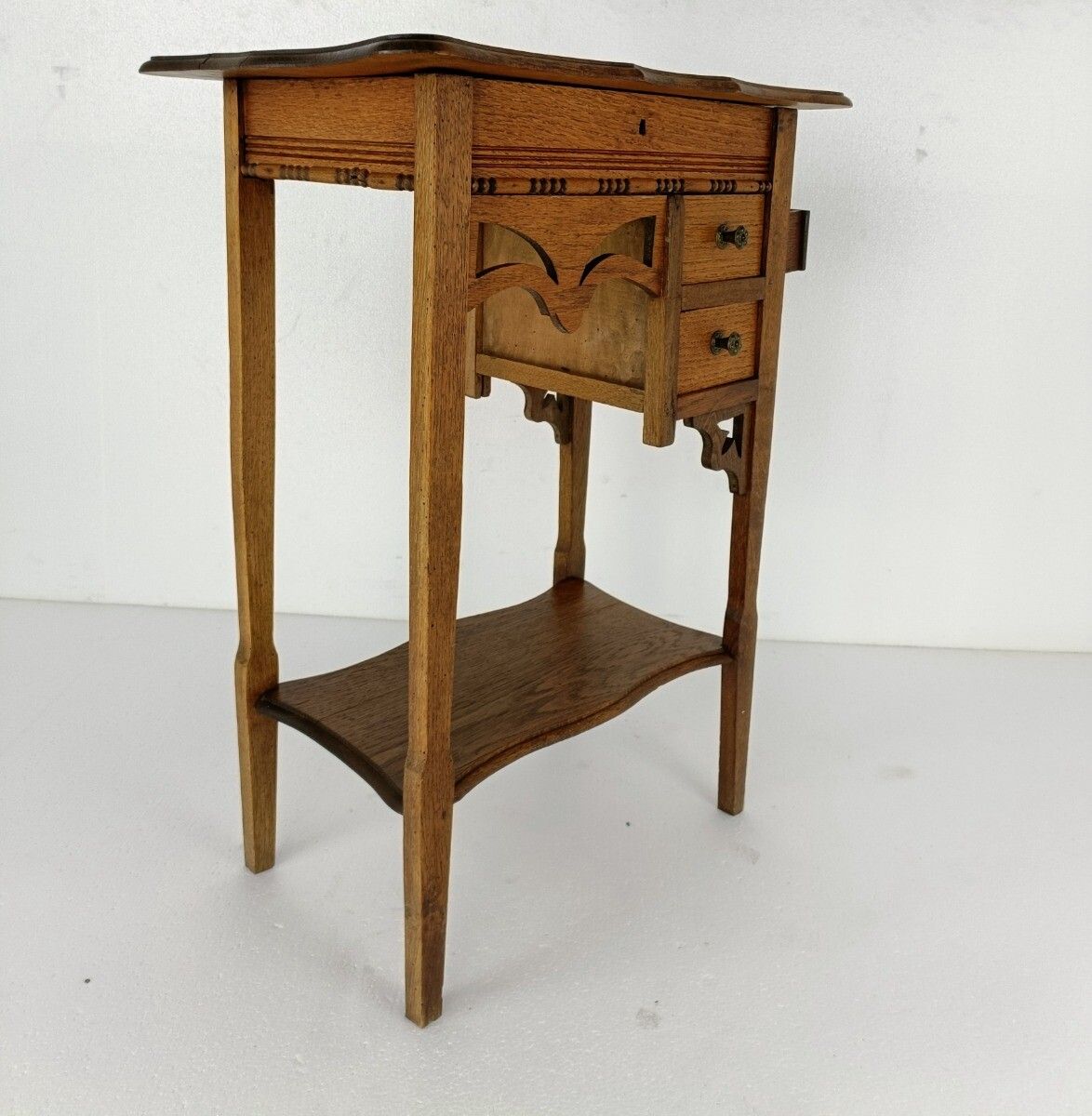 Exquisite Desk Table Sewing Quilting Box Wood Antique Two Tier Art Nouveau Gorge photo buy