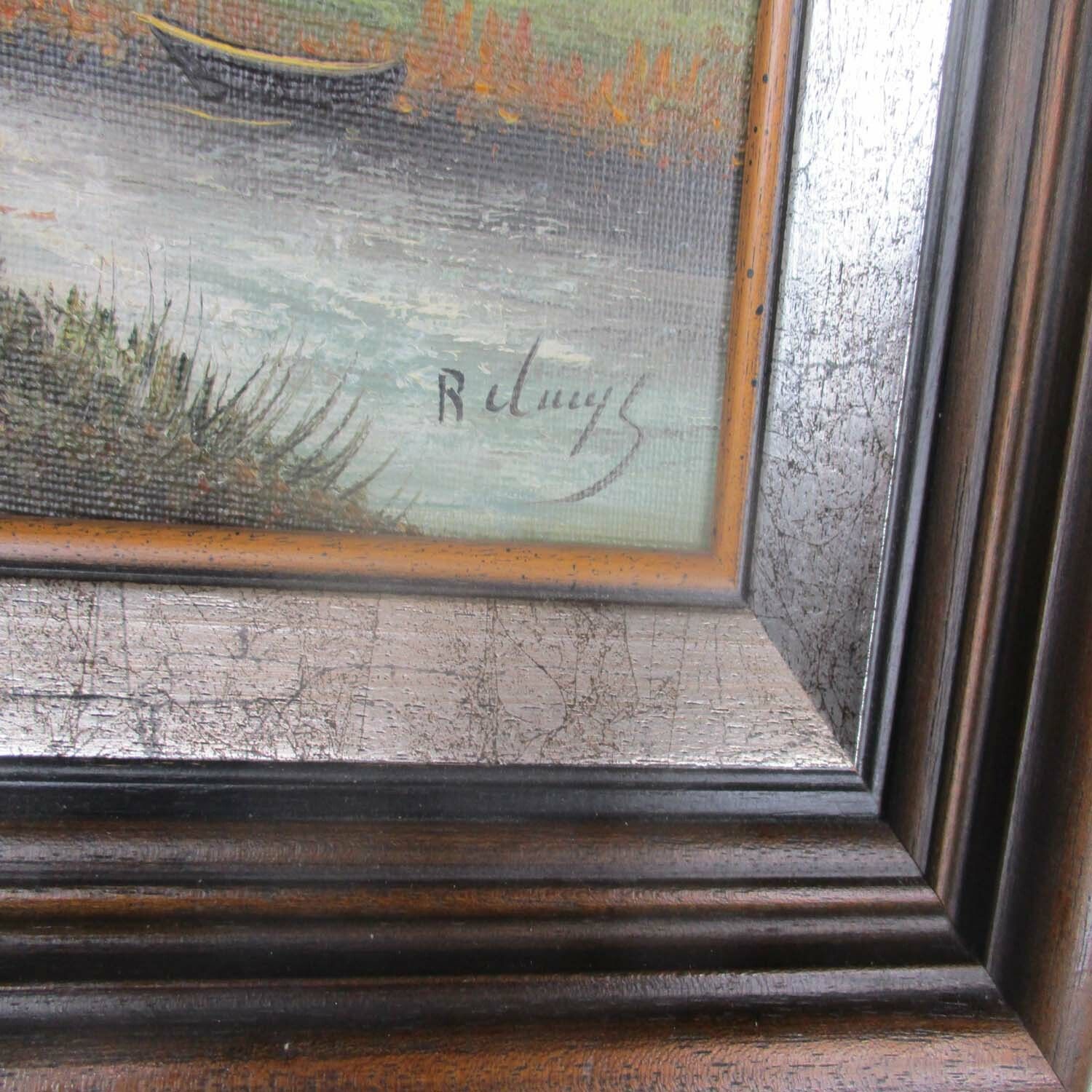 Small Lovely Oil Painting On Canvas Framed Landscape Polder Signed  R. Cluys photo for sale