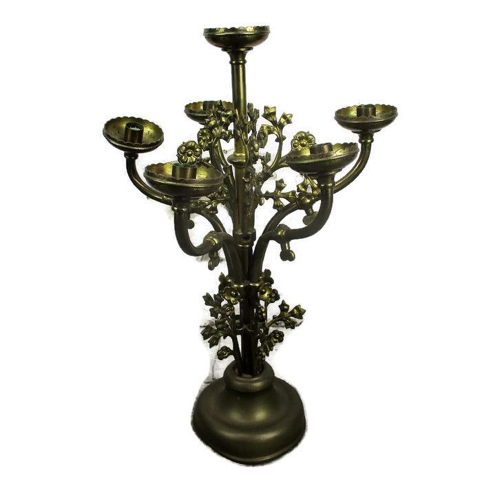 Xl Church Chapel Gorgeous Brass Ornate Candle Holder Candelabra 6 Arm Decorative