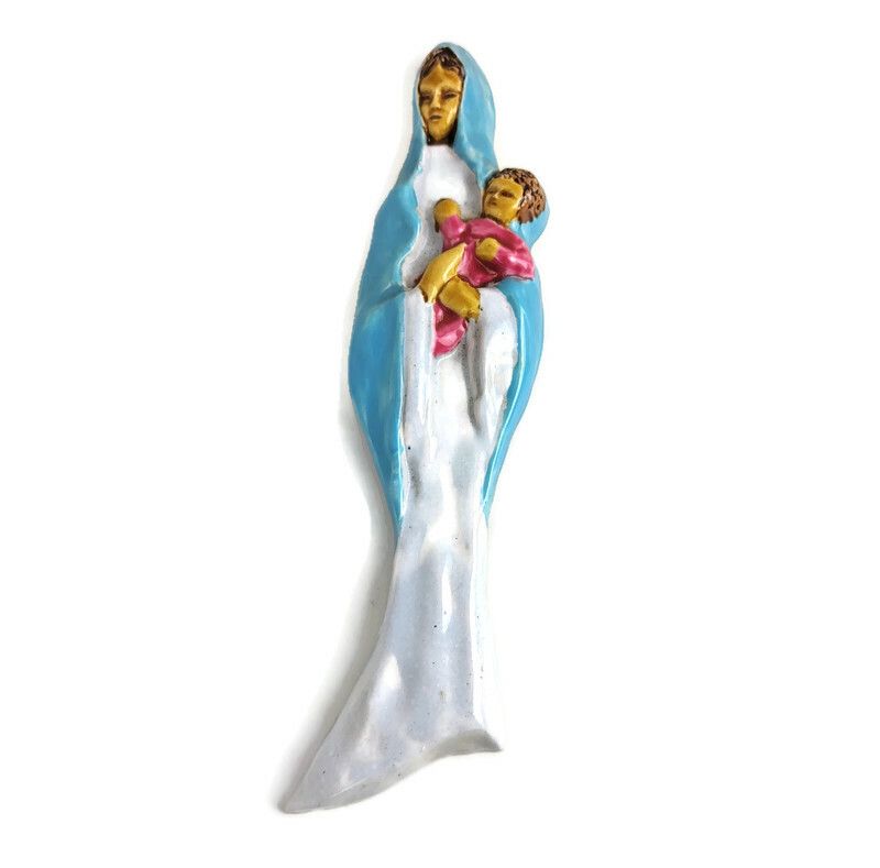 Ceramic Wall Hanging Yang France Madonna Our Lady Virgin Mary With Infant Jesus