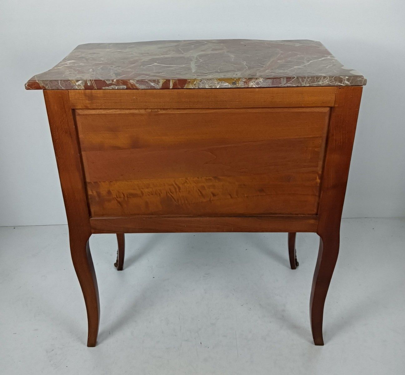 photo buy Cabinet Wood Marble Top Inlay Marquetry Brass Trims Commode End Table Vintage Wo