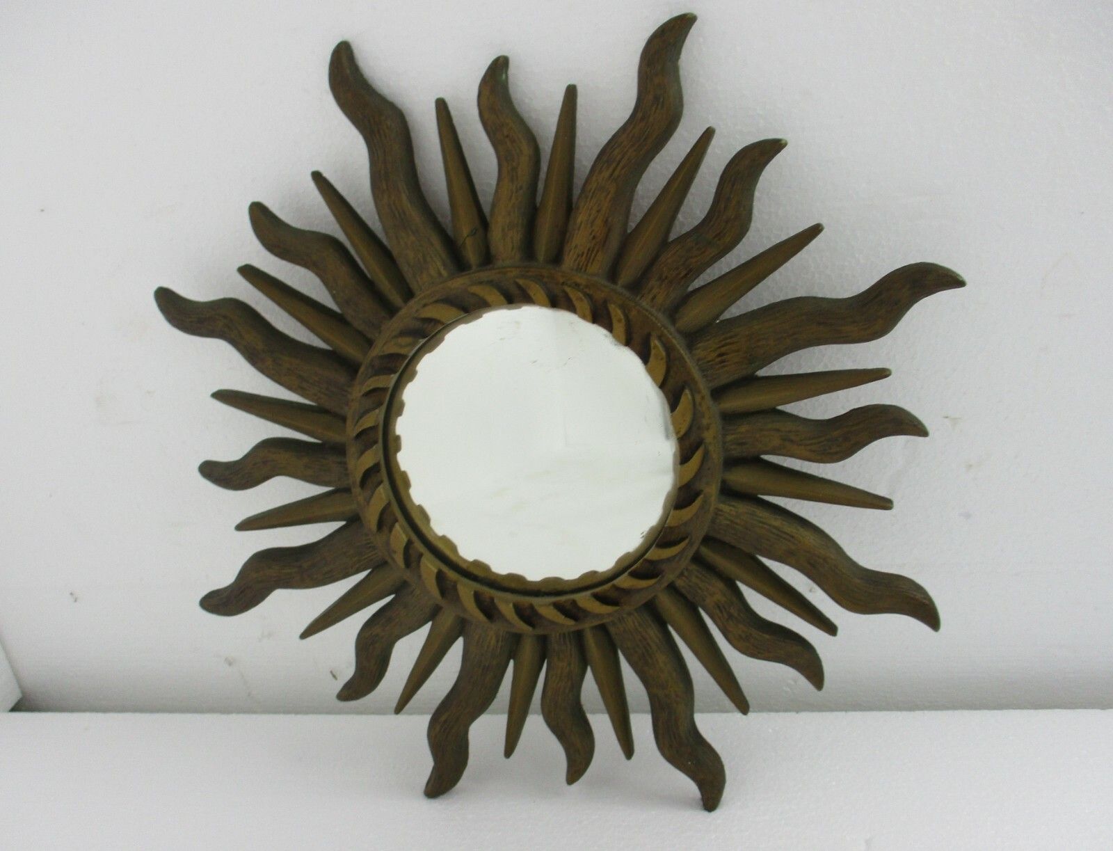 Small Sunburst Starburst Wall Glass Mirror Mid Century Modernist Resin Pop Art photo for sale