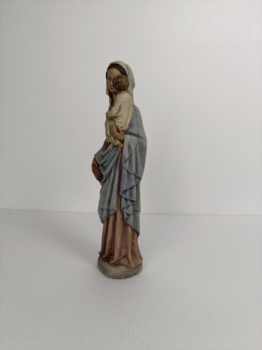 Statue Our Lady Of Tongeren Black Madonna Infant Jesus Grapes Polychrome Htf Sto photo furniture
