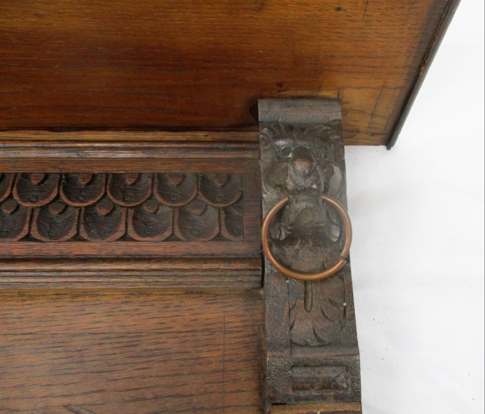 Gorgeous Hand Carved Wood Coat Hat Kitchen Hallway Rack  Ornate Lion Heads 40" photo 334.0