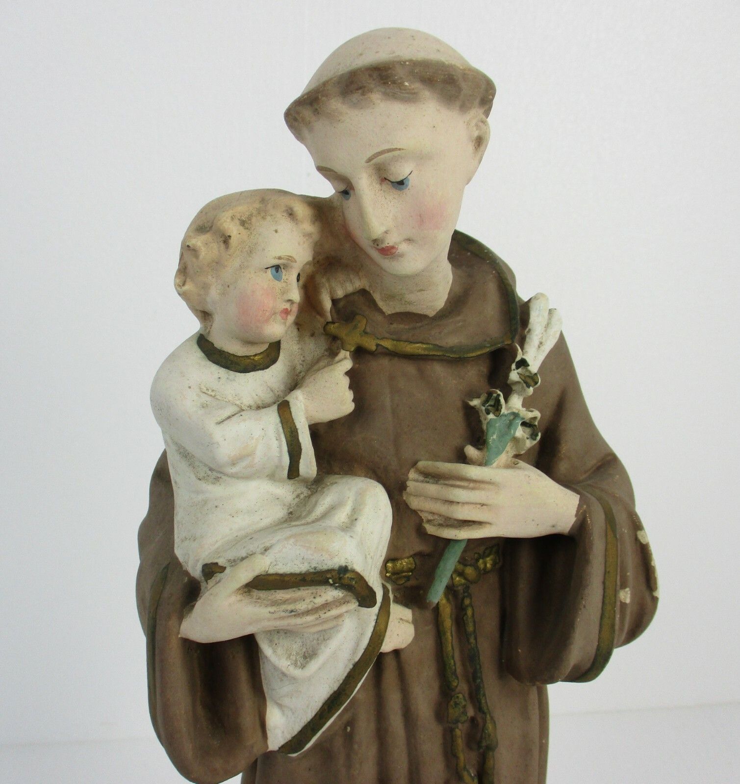 St Anthony Padua Of Lisbon Infant Child Plaster Statue Doctor Of The Church photo furniture