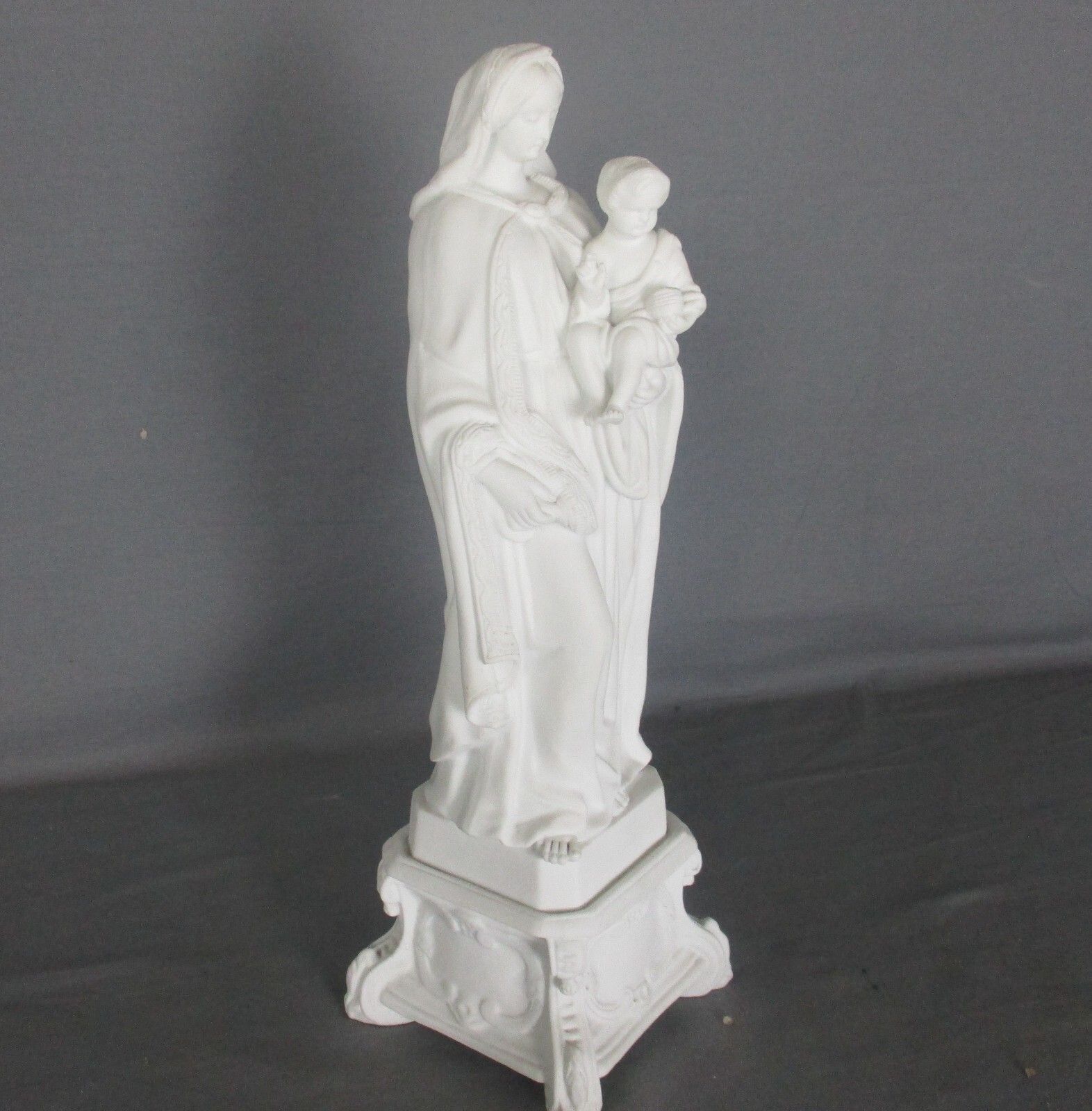 Large French Antique 1900 Bisque Statue Virgin Mary Our Lady Infant Exquisite photo 427.0
