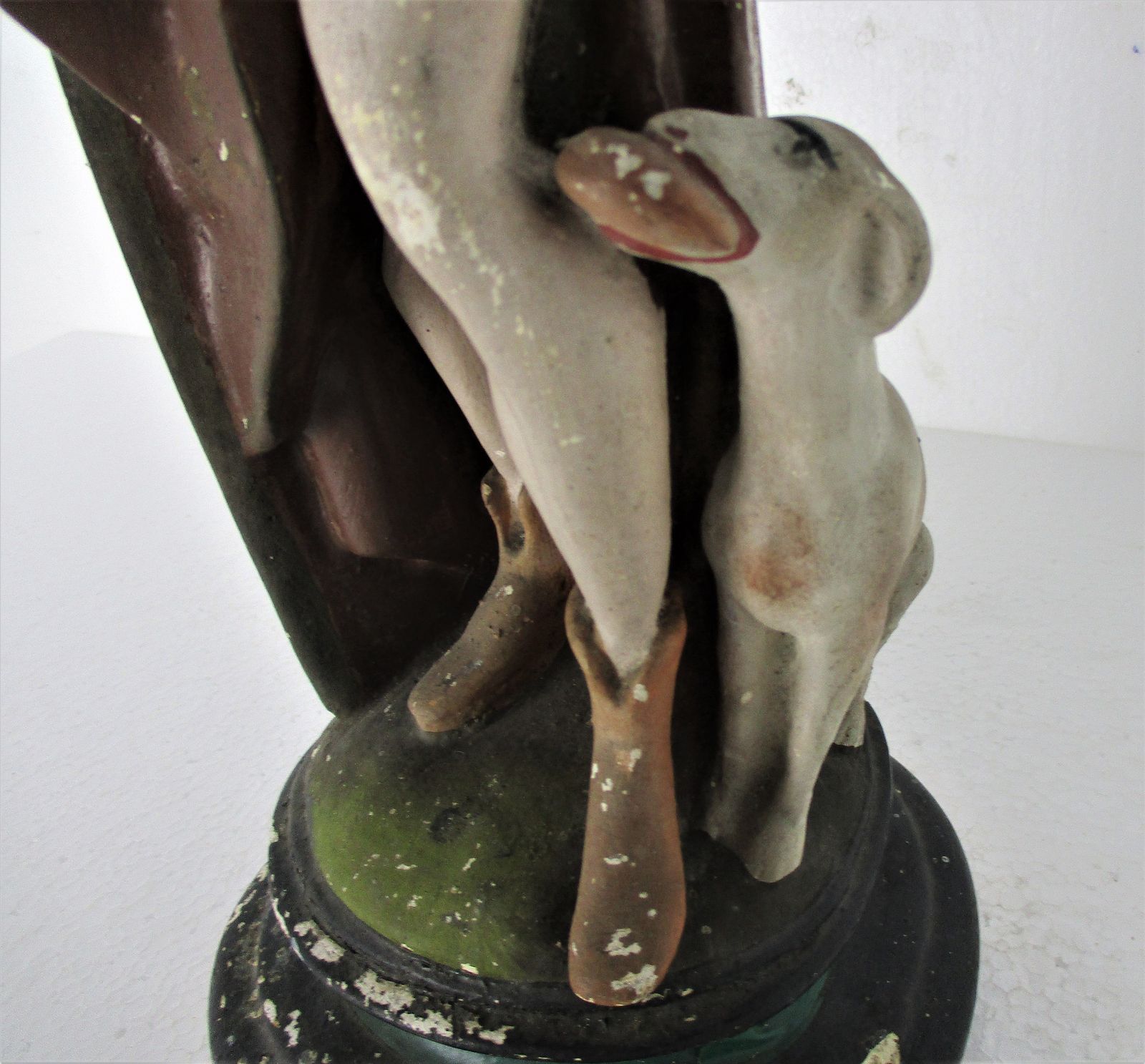 Statue Saint Roch Rocchus Rocco Plaster Patron Of Dogs Bachelors Htf 18.3" photo Art