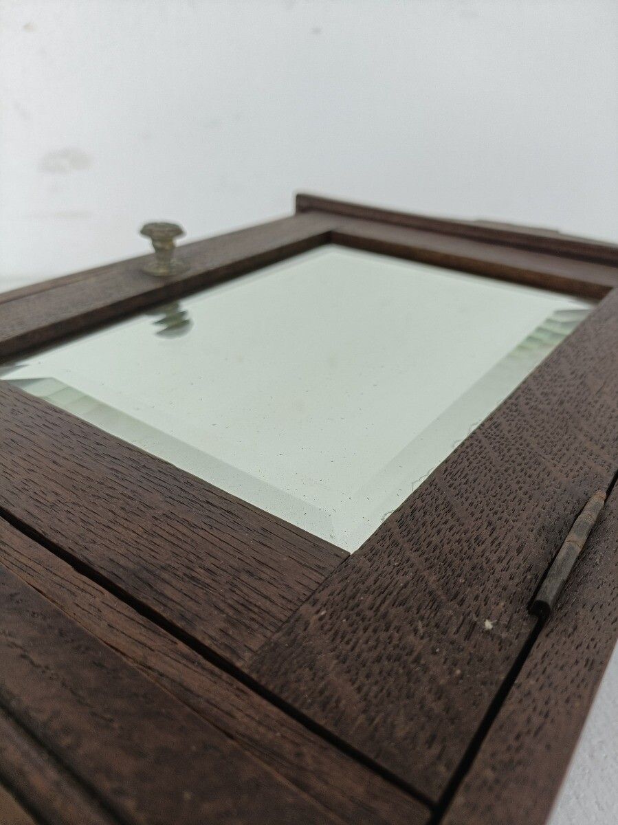Antique Medicine Apothecary Bathroom Cabinet, Letter Box, Beveled Glass, Letter photo 384.0