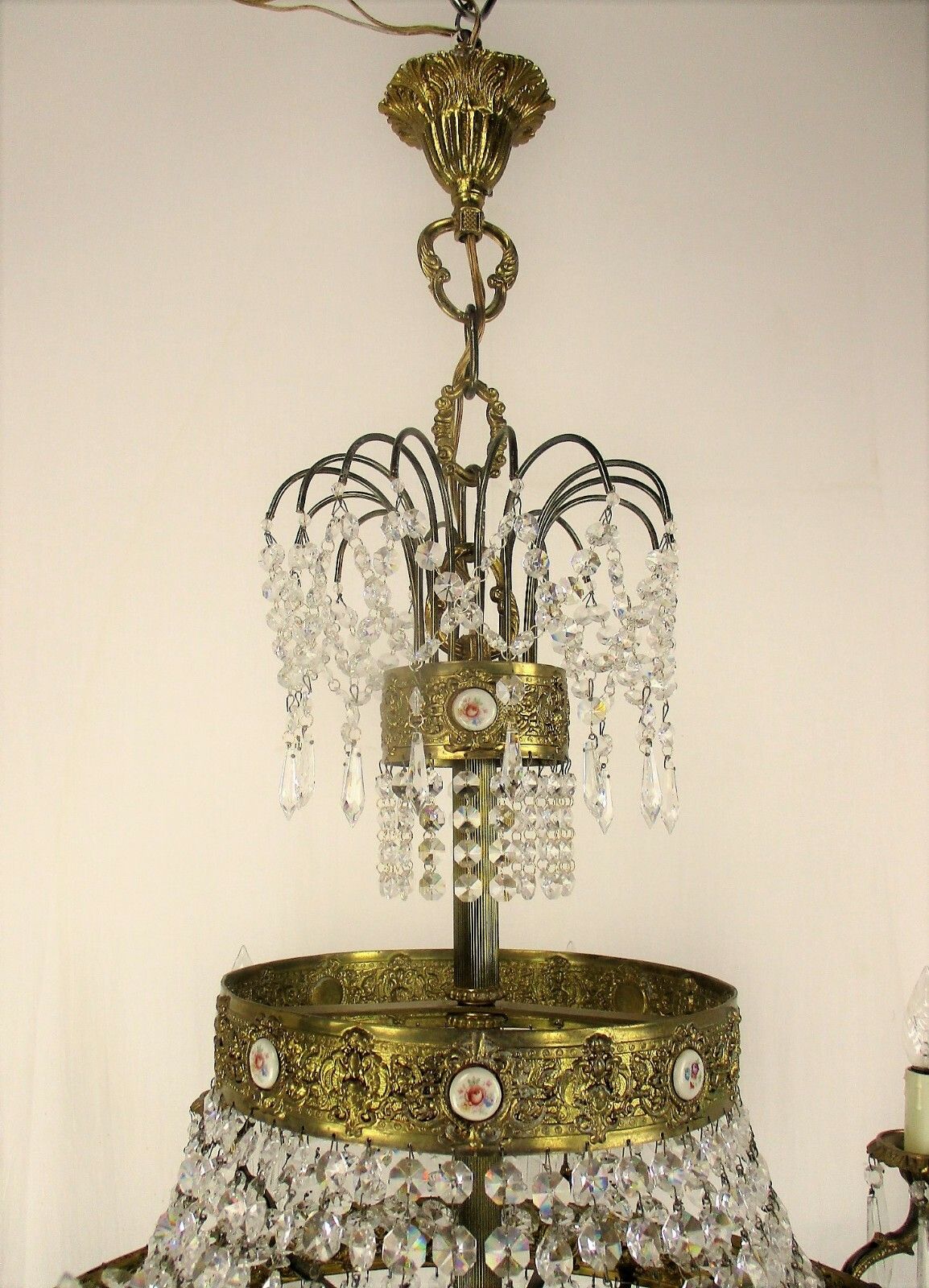 Huge Ballroom Wedding Chandelier Beaded Basket Crystal Prisms 17 Lights Limoges photo buy