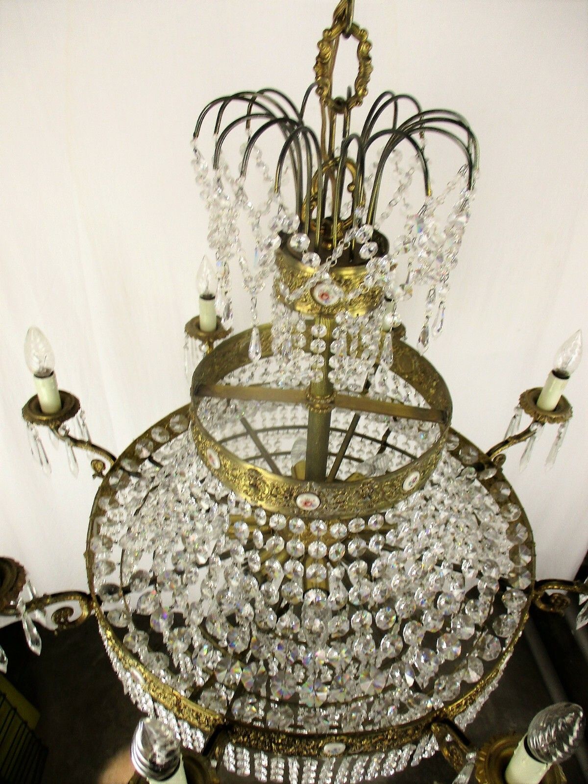 Lighting Huge Ballroom Wedding Chandelier Beaded Basket Crystal Prisms 17 Lights Limoges photo
