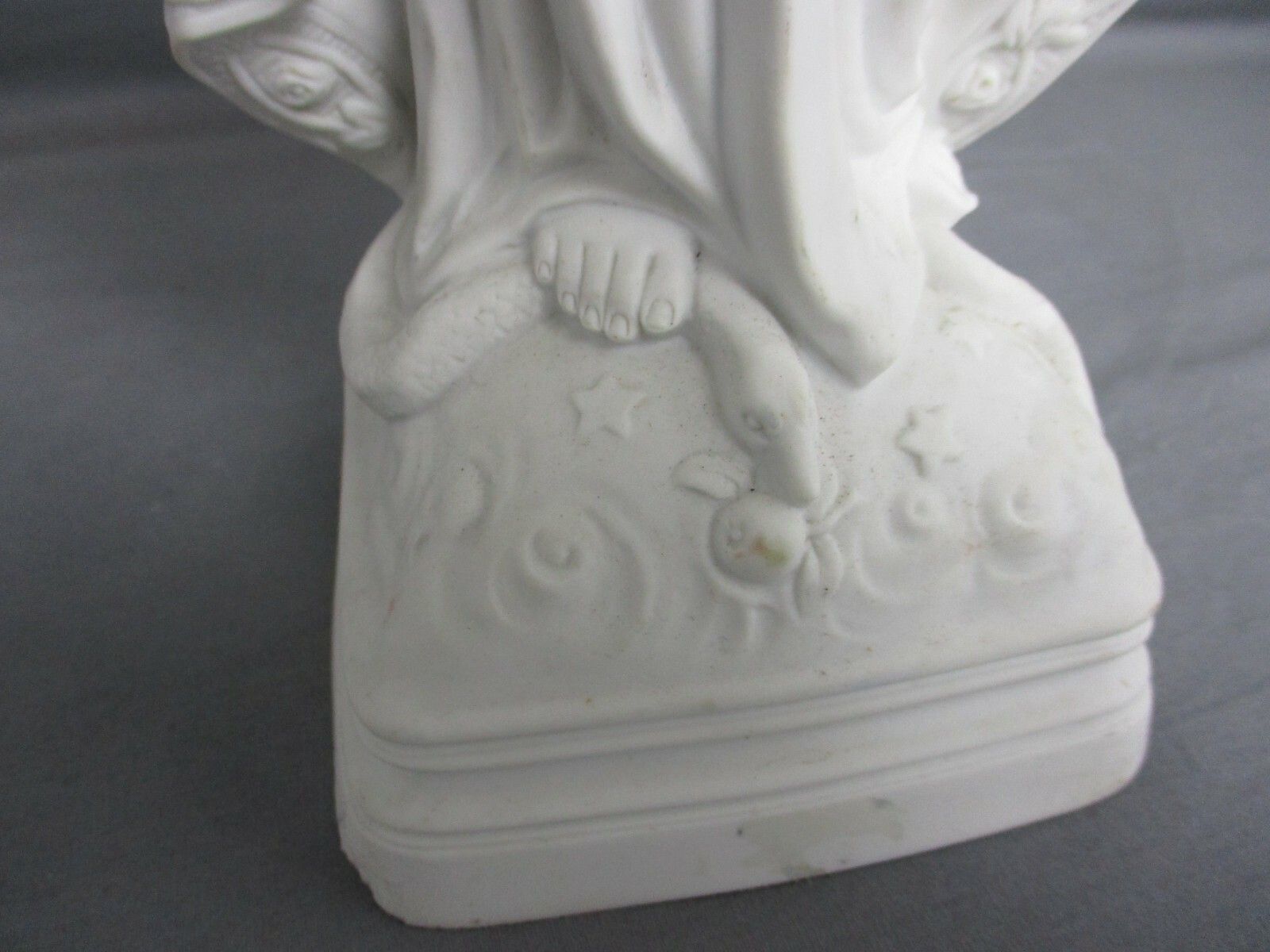 French Antique 1900 Bisque Statue Virgin Mary Our Lady Madonna Open Arms 15" photo for sale