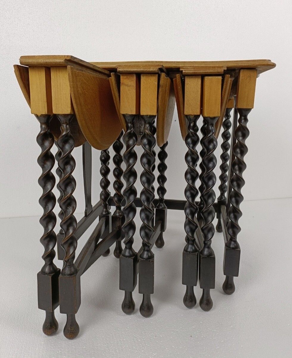 Barley Twist Set Wood Side Table Pedestal Plant Stand Pliable Set Of 4 Tables!! photo furniture