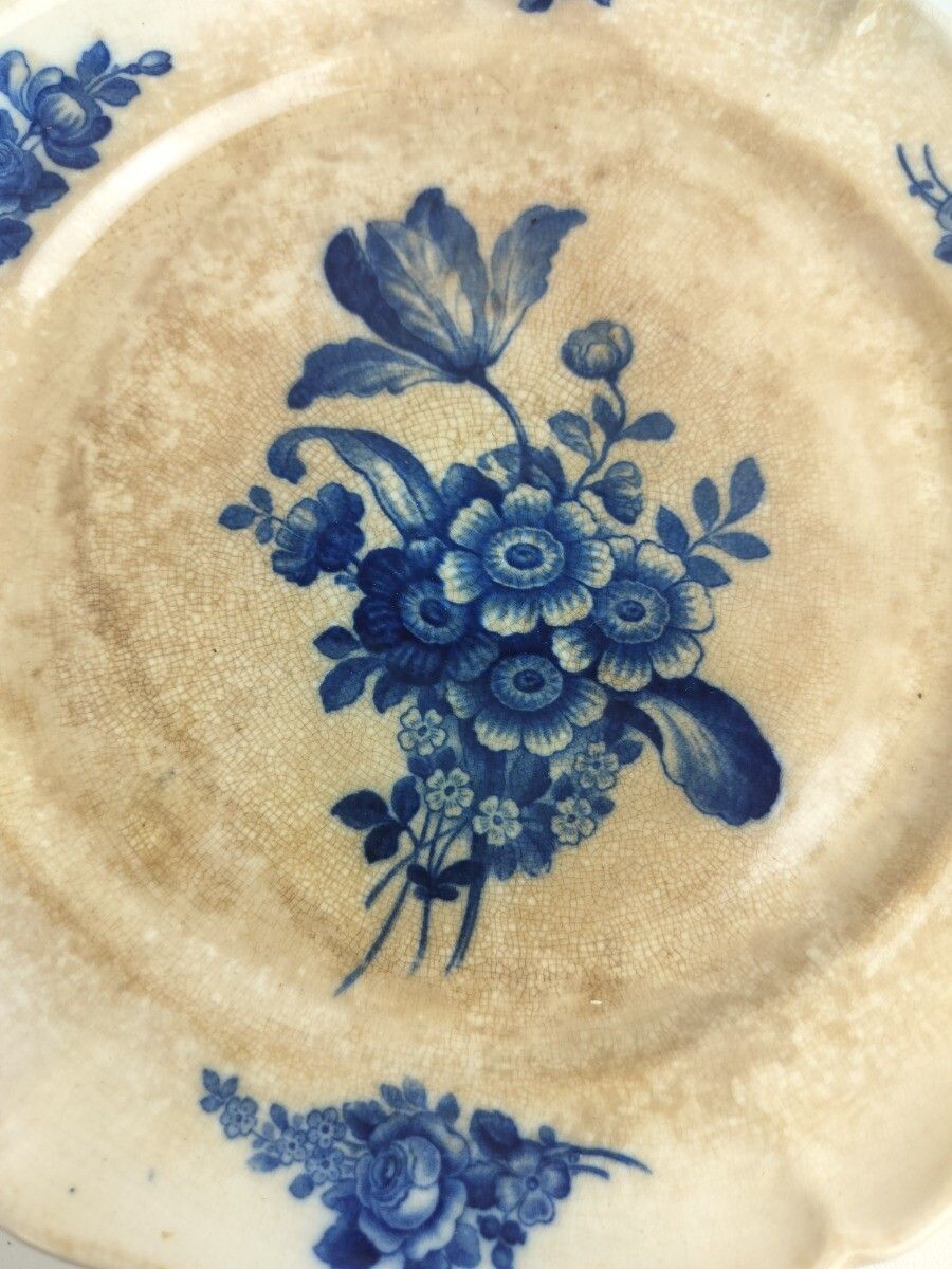Antique 1900 Breakfast Plates 6  Pieces  Boch Mettlach Rare Blue Rose  Art Nouve photo buy