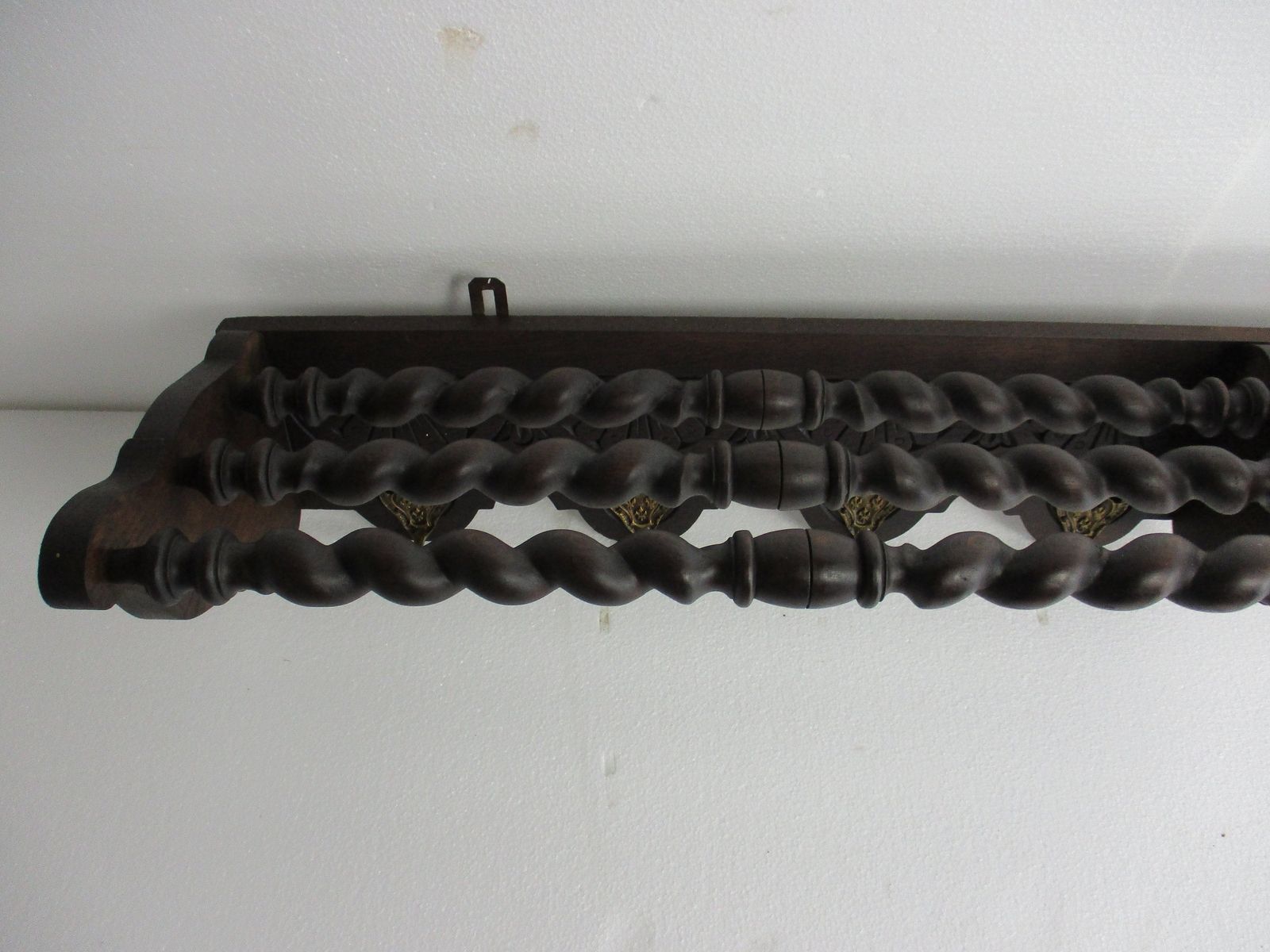 Hand Carved Wood Barley Twist  Coat Hat Rack Antique Gorgeous Extremely Rare B photo Furniture