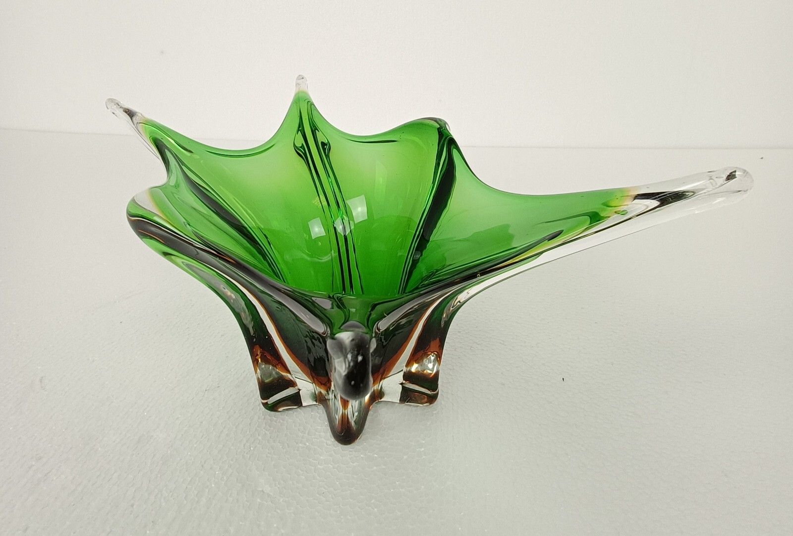 photo for sale Italian Green Brown Bowl Dish Centerpiece Murano Seguso Art Glass Stunning Wow