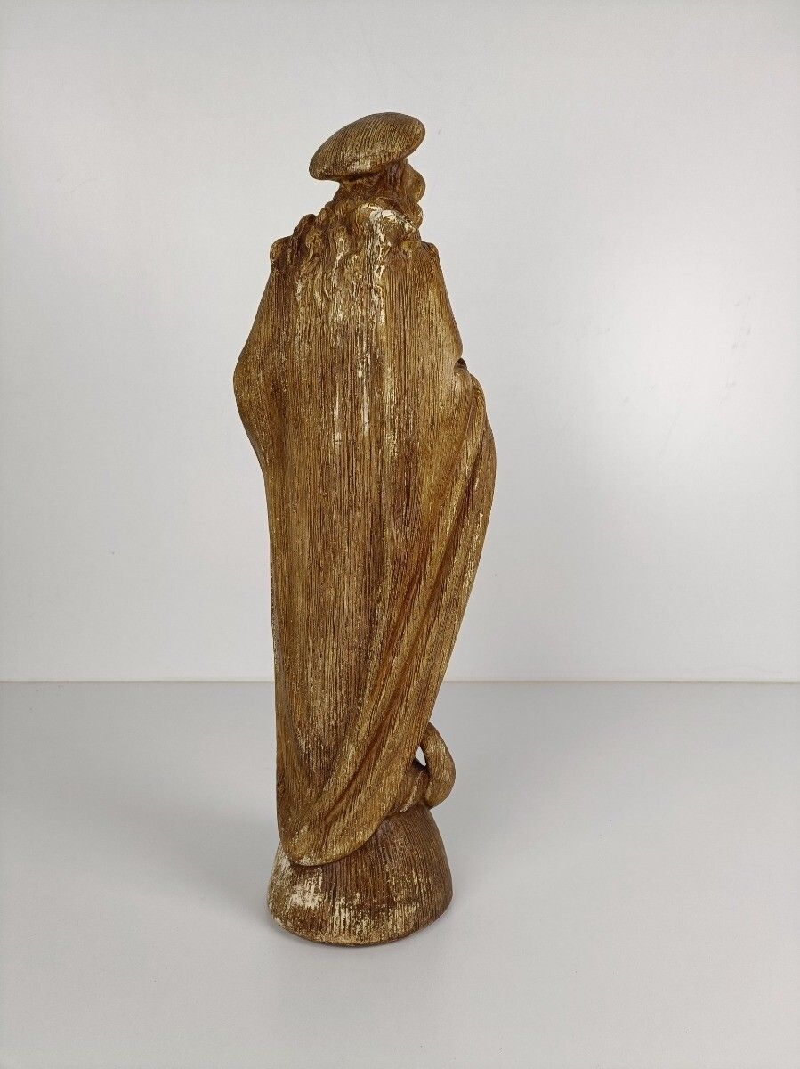 Large Art Deco Statue Our Lady Mary Madonna With Infant Jesus Plaster Antique photo Art