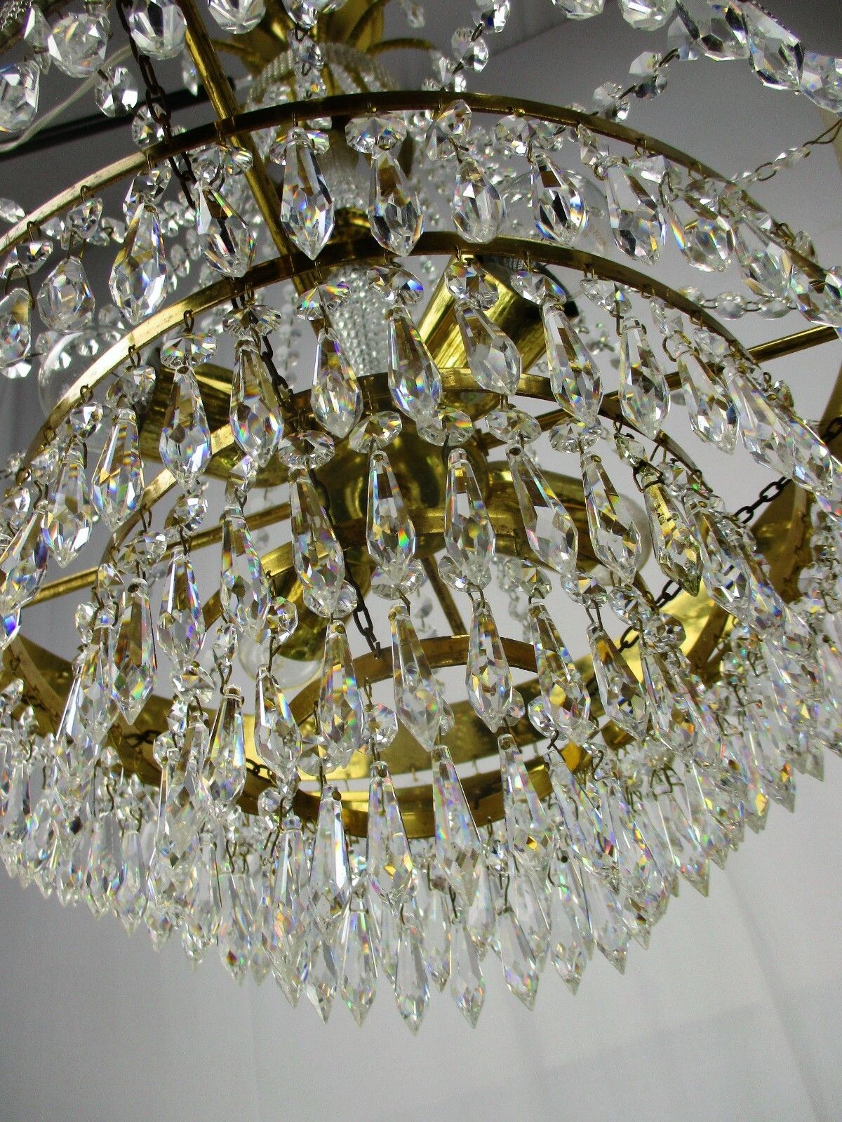 photo furniture Wedding Chandelier Beaded Basket 6 Tier Crystal Prisms Hollywood Regency