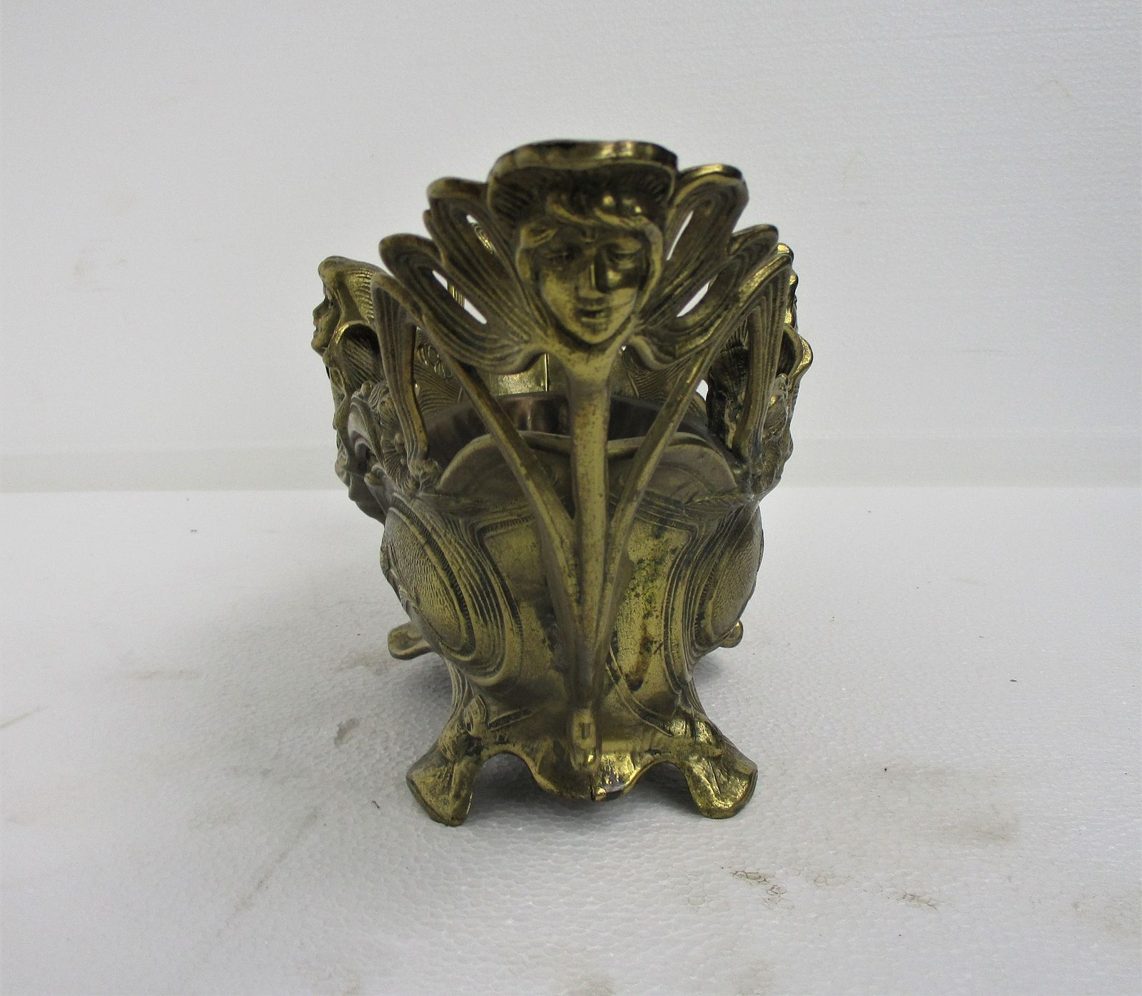 L Art Nouveau French Planter Jardinière Ornate Embossed Centerpiece Brass Merma photo Home Decor