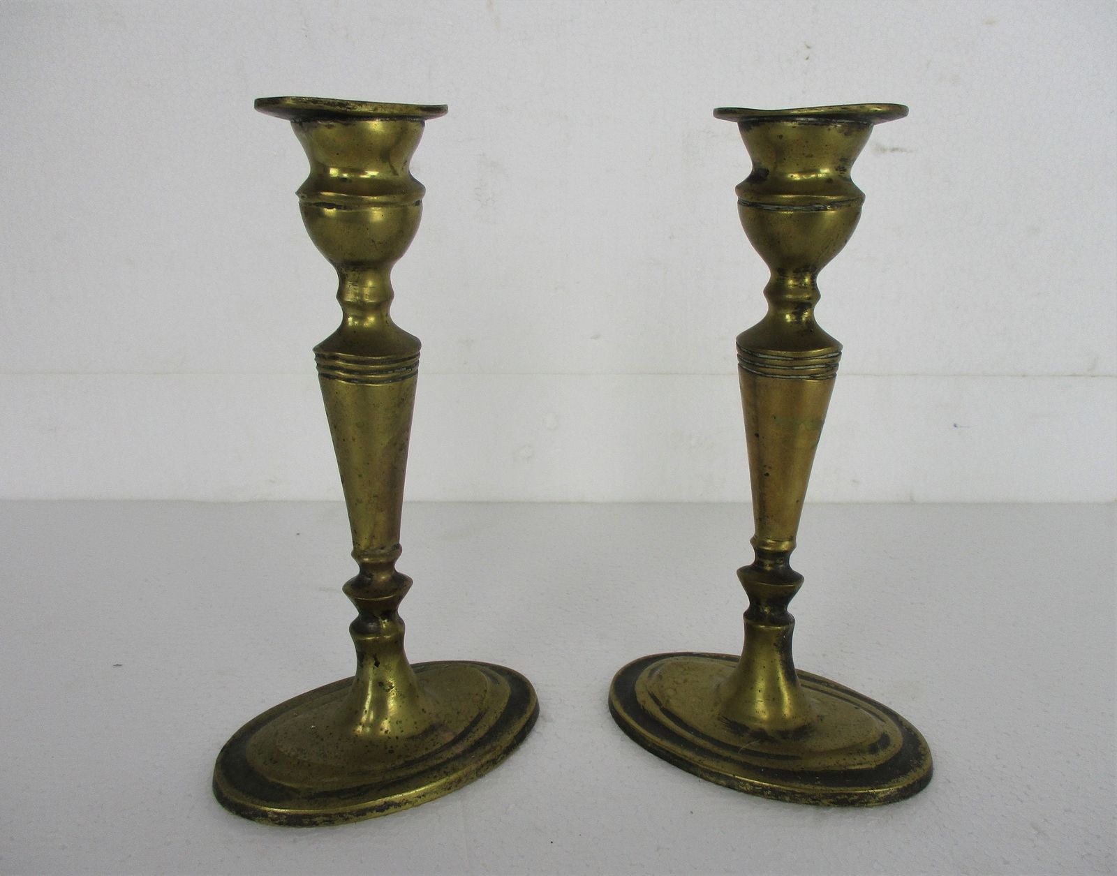 Antique Bauhaus Art Nouveau Candle Sticks Candle Holders Brass Stylish photo for sale