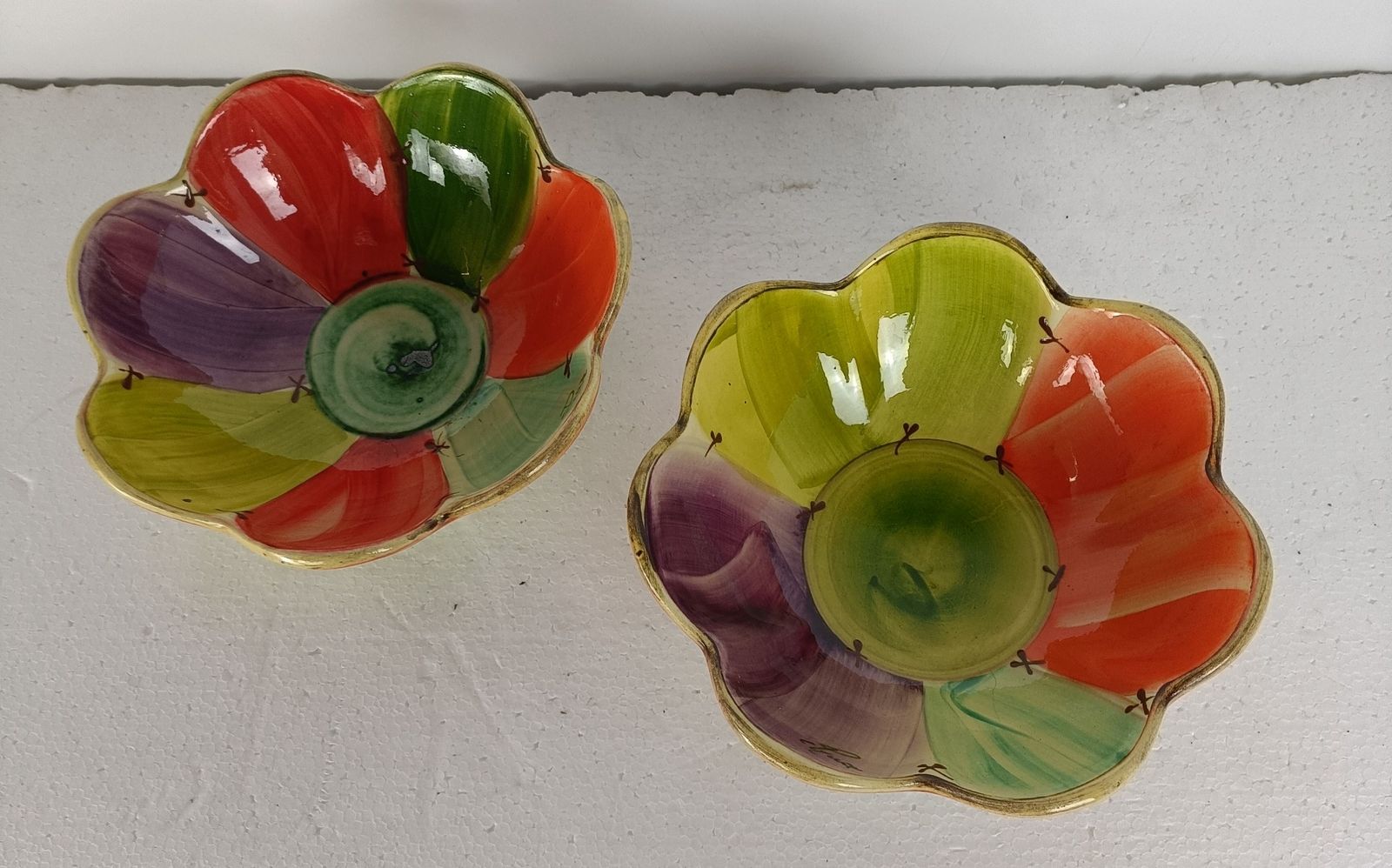 Couple  Of Colorful Dishes Serving Bowls Marked Poterie Chaix Vallauris France V photo 73.0