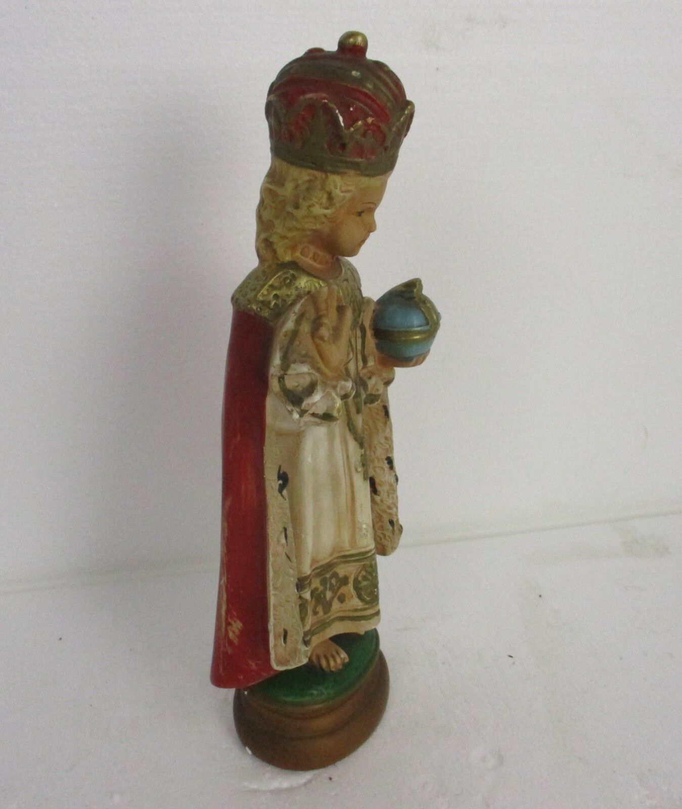 Statue Infant Of Prague Infant Jesus Santo Nino Plaster Collector 30s 14.37" photo Art