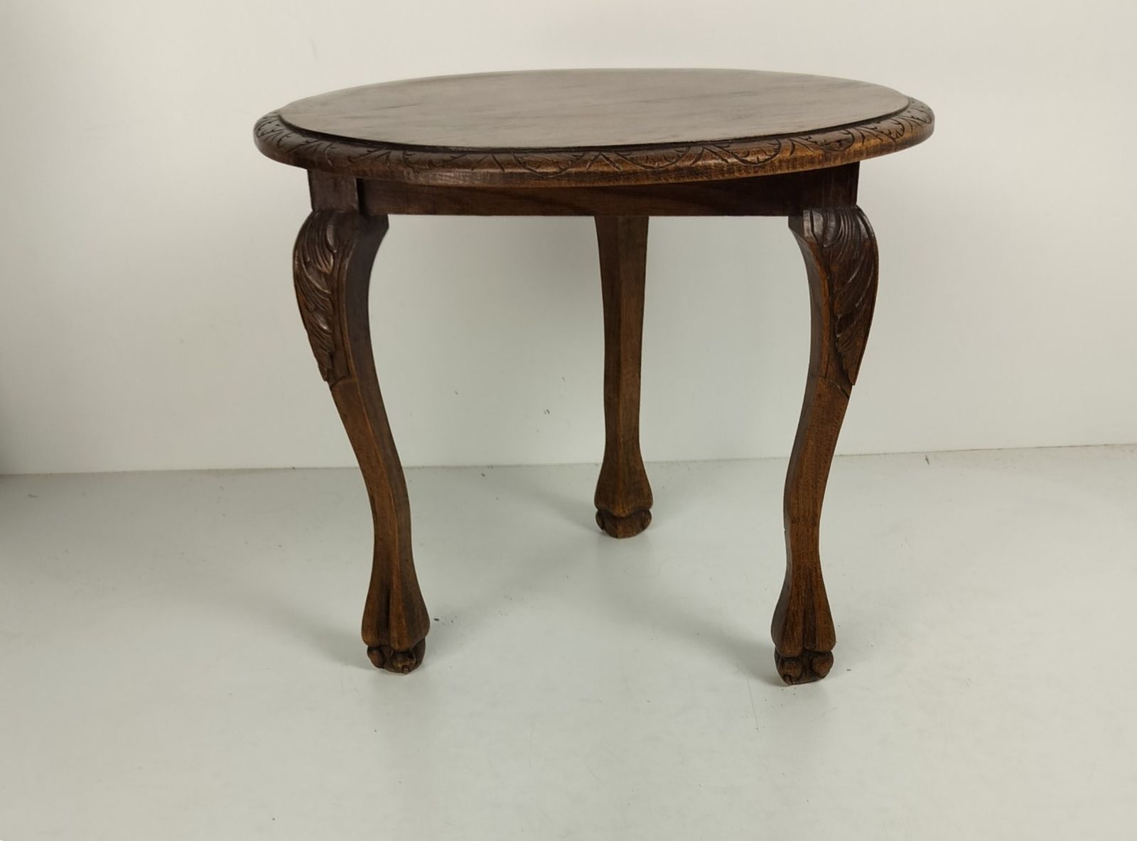 Ornate Vintage Hand Carved Side Occasional Wine Coffee Table Lion Feet photo furniture