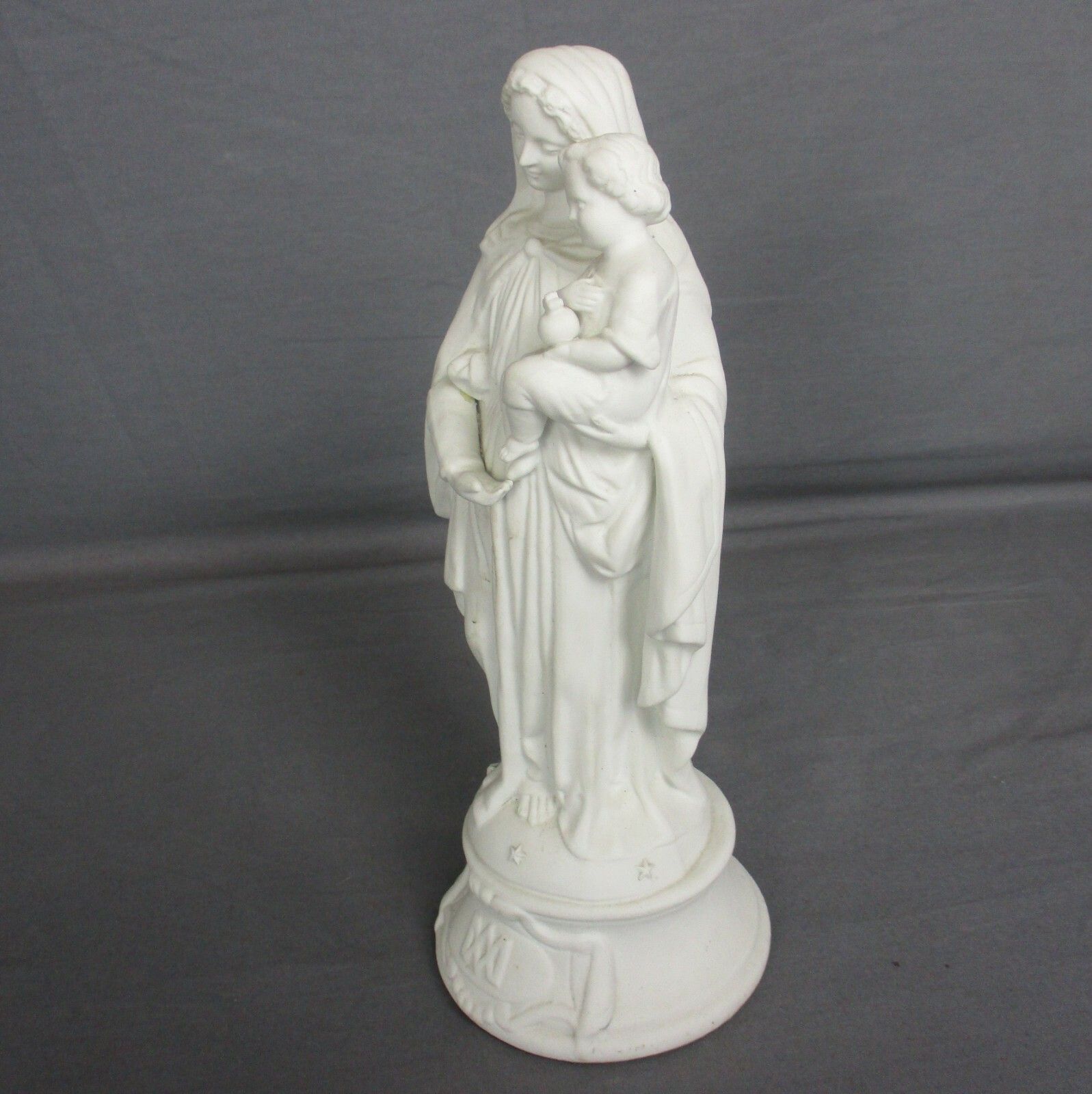 French Antique 1900 Bisque Statue Virgin Mary Our Lady Madonna Infant Jesus 10" photo 315.0