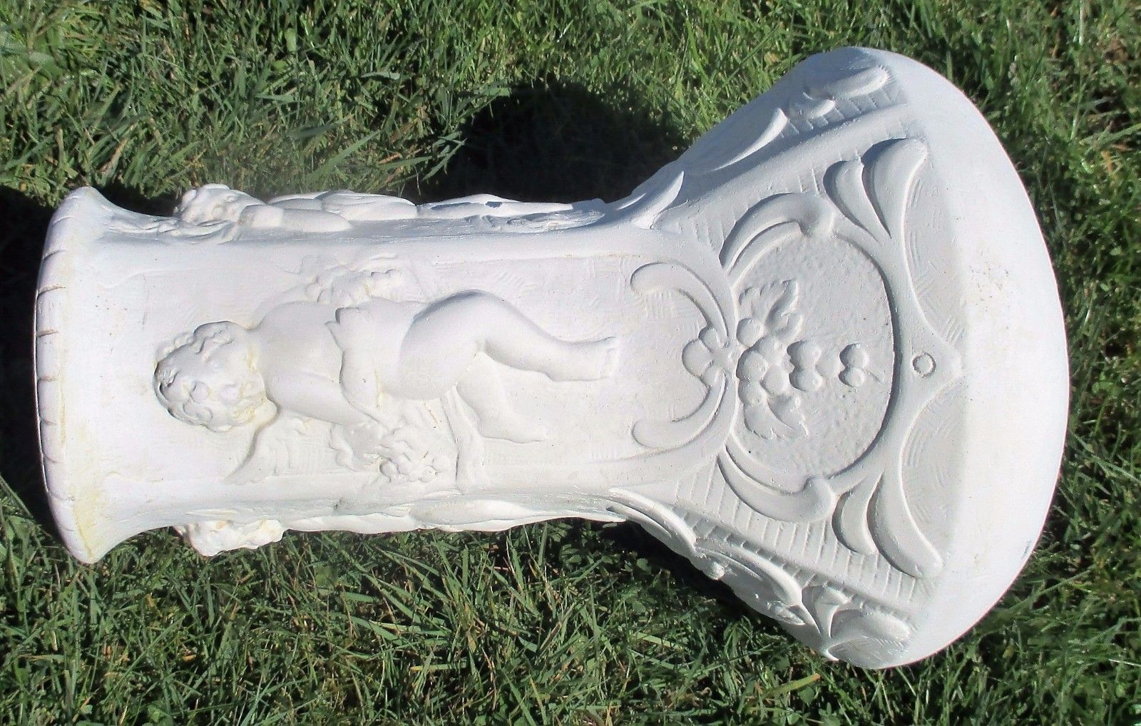 Home Decor Plaster White Large Vase Hand Made Putti Four Seasons Very Rare Stunning photo