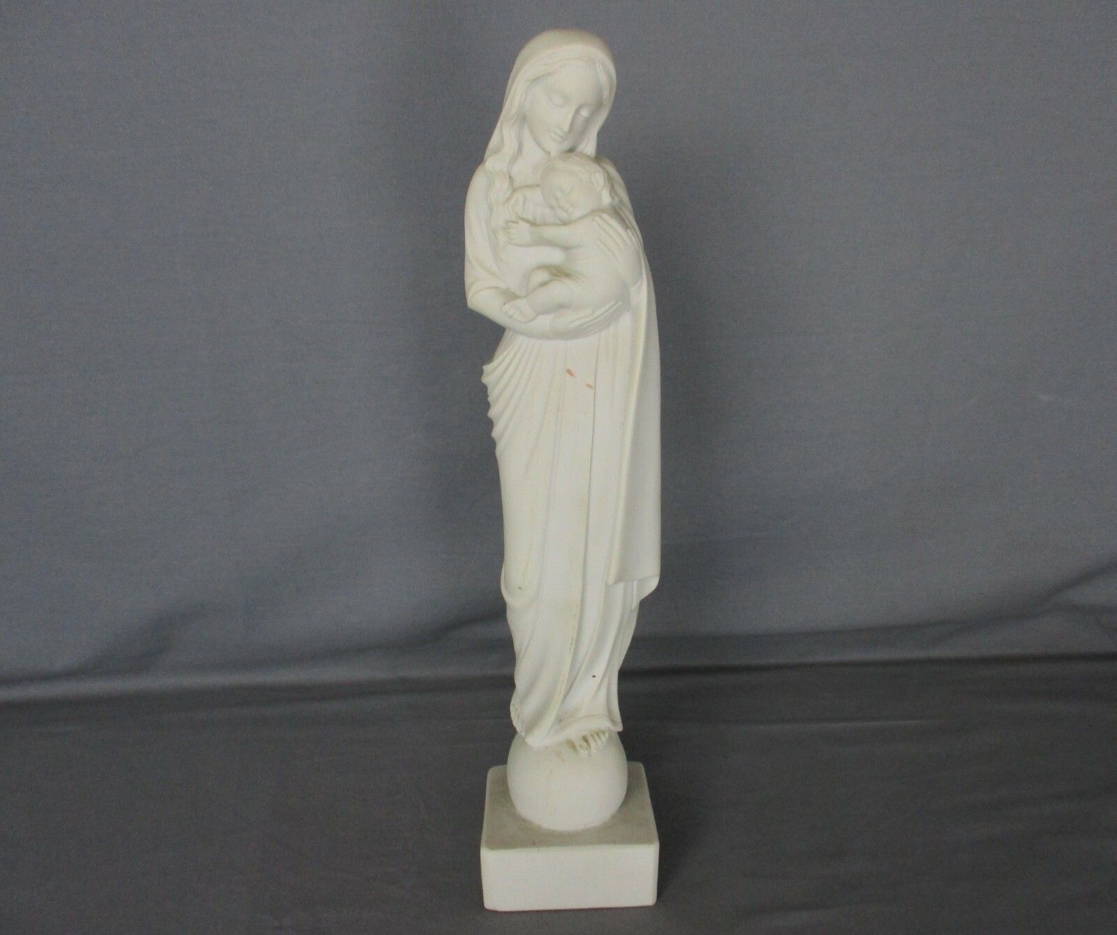 French Virgin Mary Madonna Blessed Virgin Infant Jesus Statue Resin Marked
