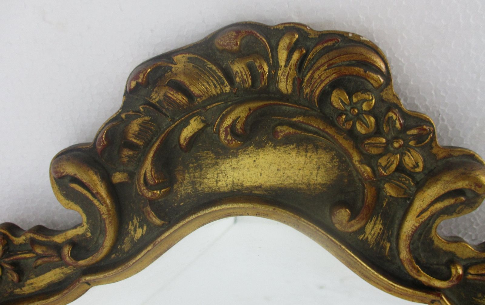 Ornate Mirror Resin Flowers  Gold Gilded Ornate Hollywood Regency Style photo furniture